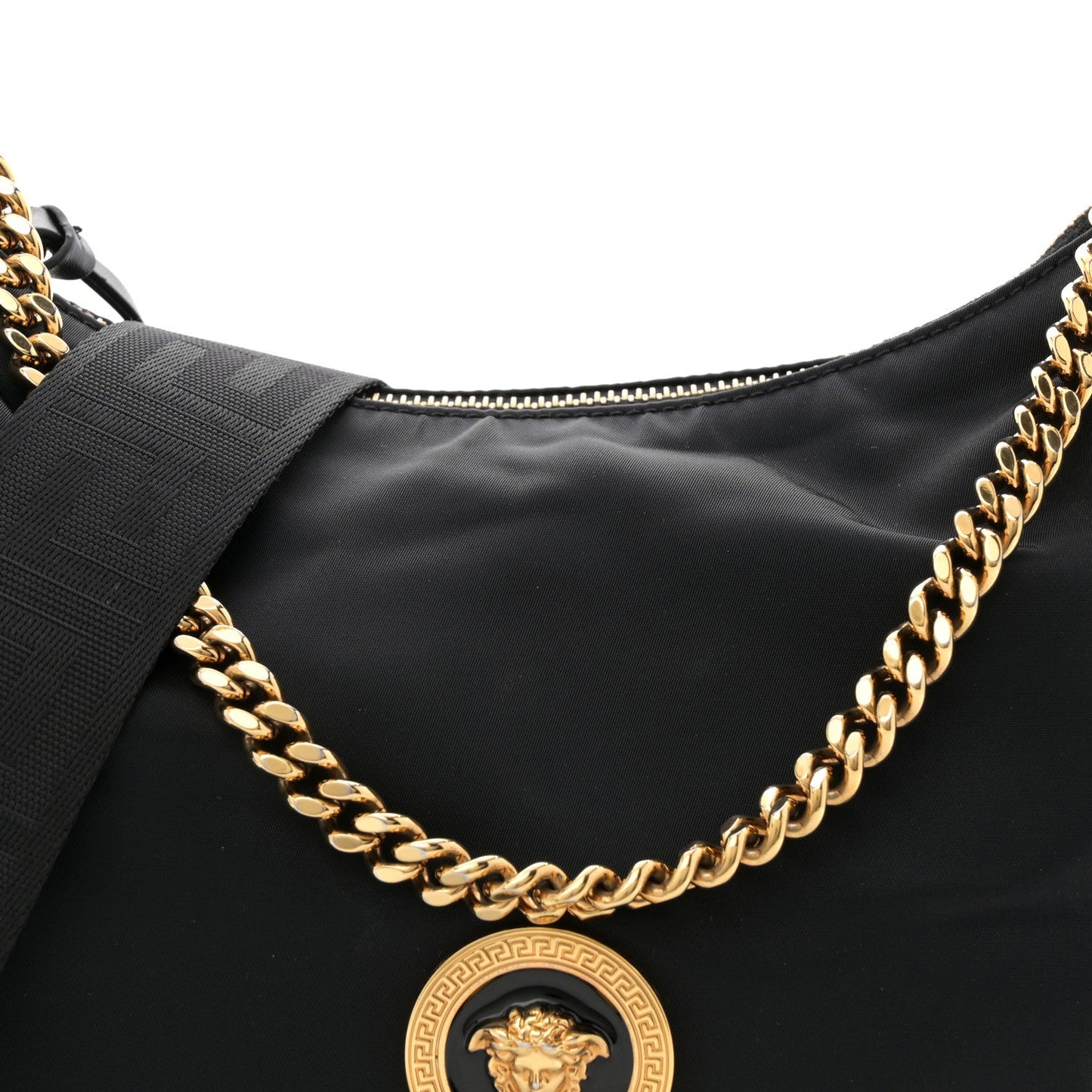 Nylon Tribute Chain Crossbody Shoulder Bag Black