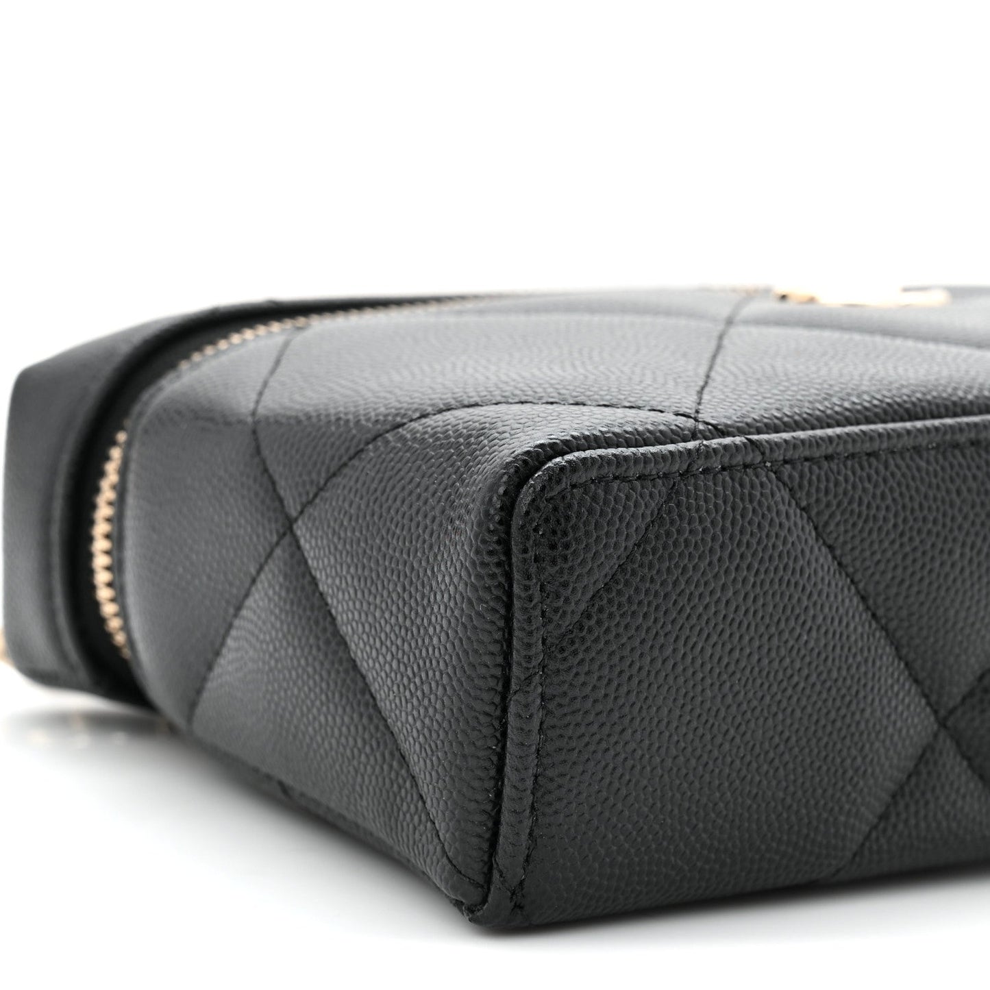 Caviar Quilted Top Handle Slim Vanity With Chain Black