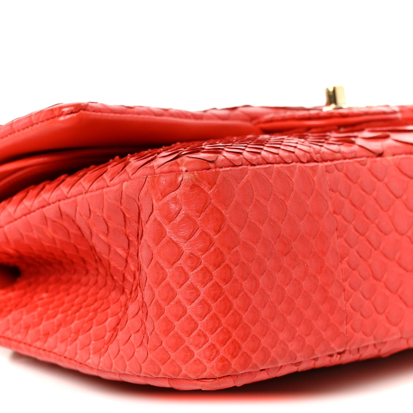 Snakeskin Medium Double Flap Red