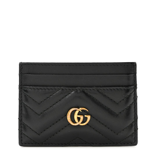Calfskin Matelasse GG Marmont Card Holder Black