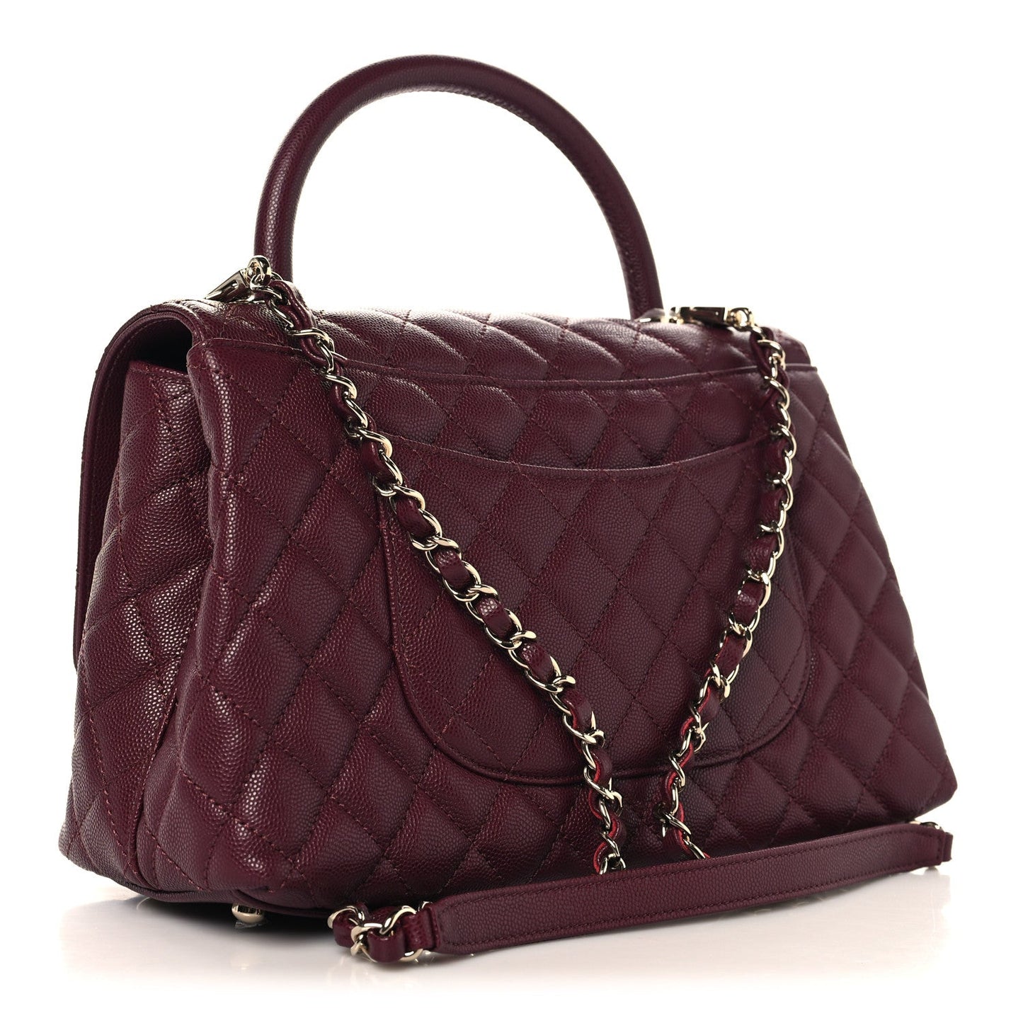 Caviar Quilted Small Coco Handle Flap Burgundy