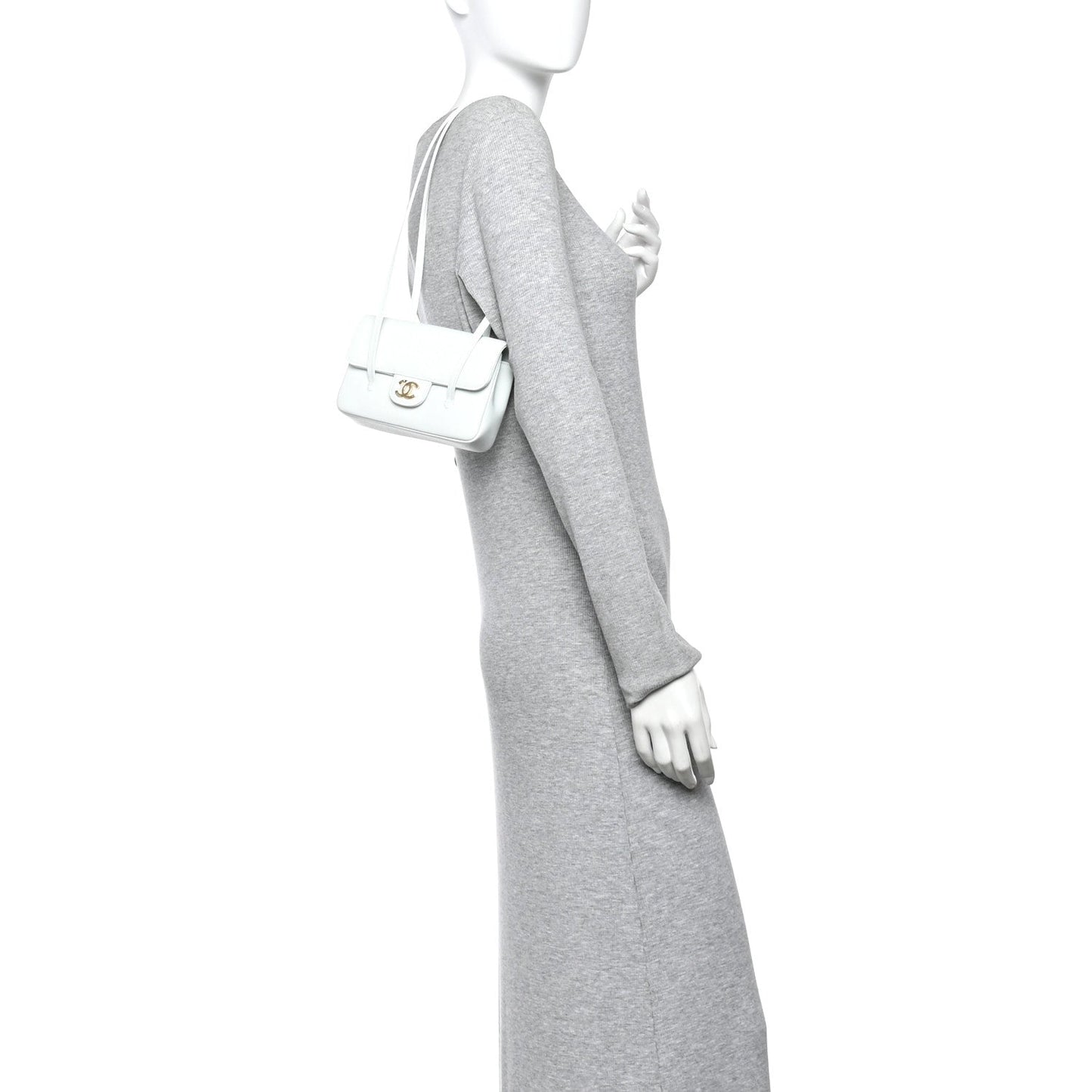 Shiny Caviar Mini Preppy Coco Shoulder Bag Light Blue