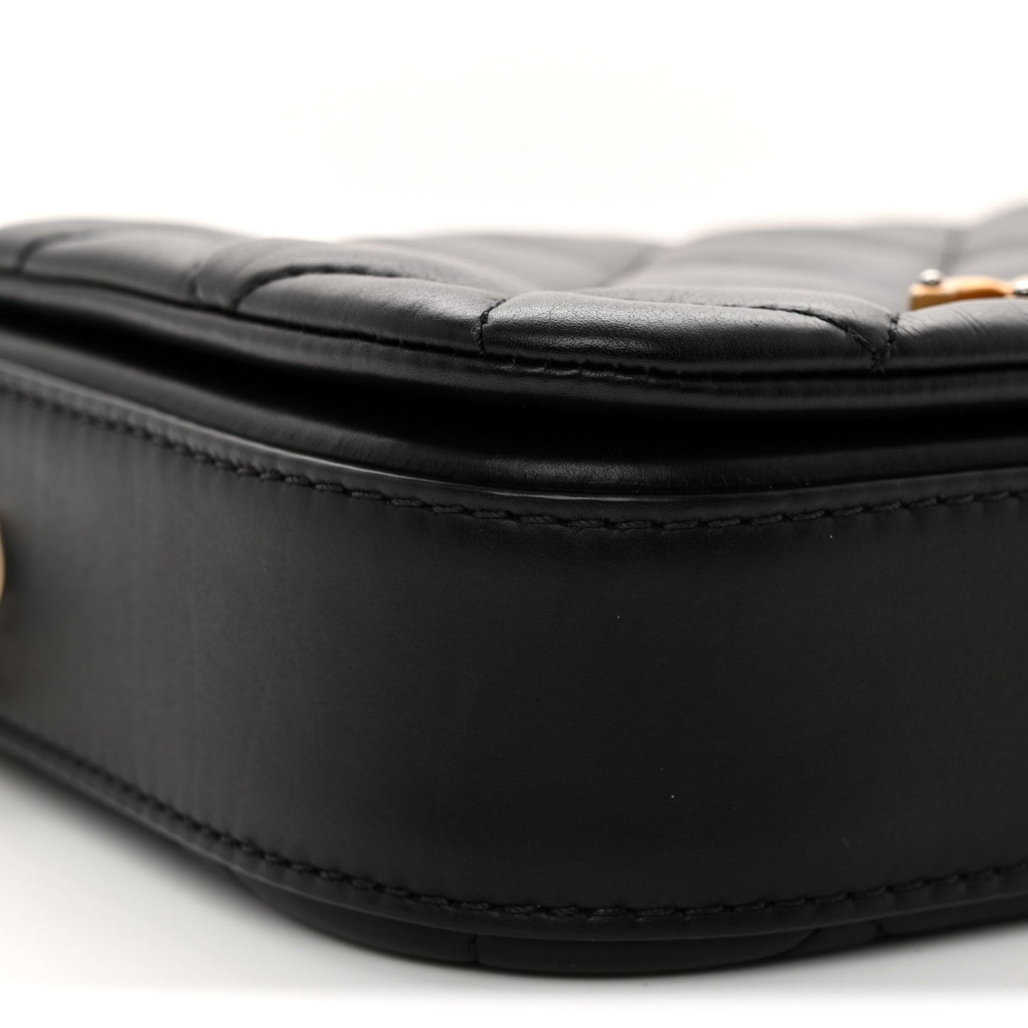 Calfskin Quilted Mini Nailed CC Flap Bag Black