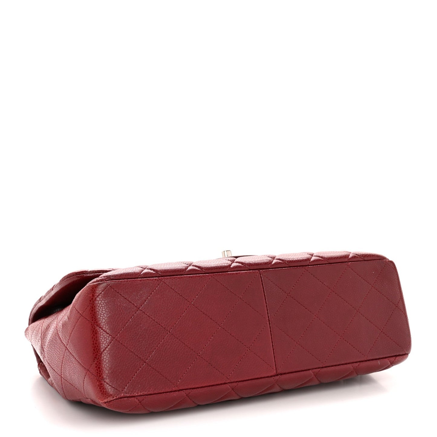 Caviar Quilted Jumbo Double Flap Dark Red