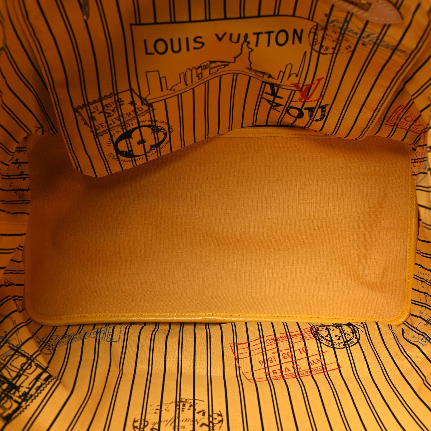 Monogram Stamped Inside Out NYC Neverfull Bandouliere GM Yellow