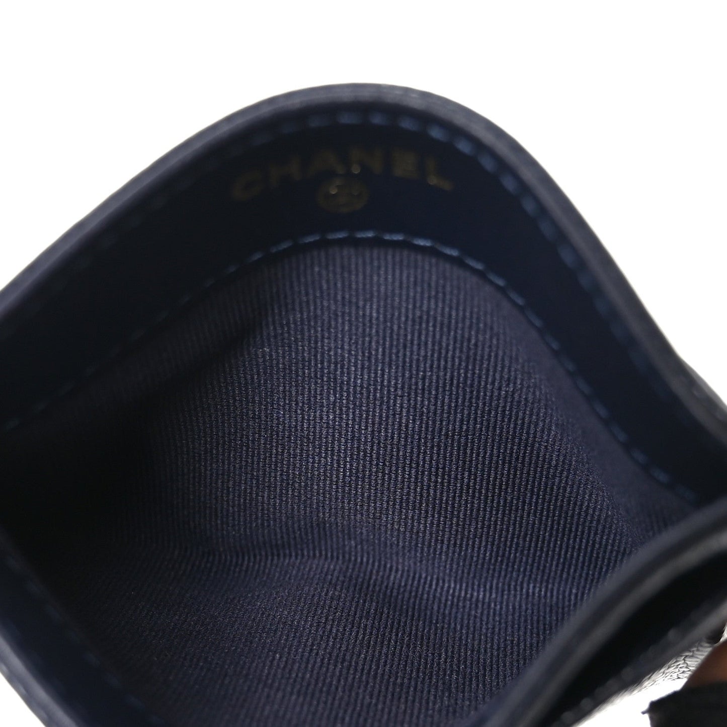 Caviar Quilted Card Holder Navy