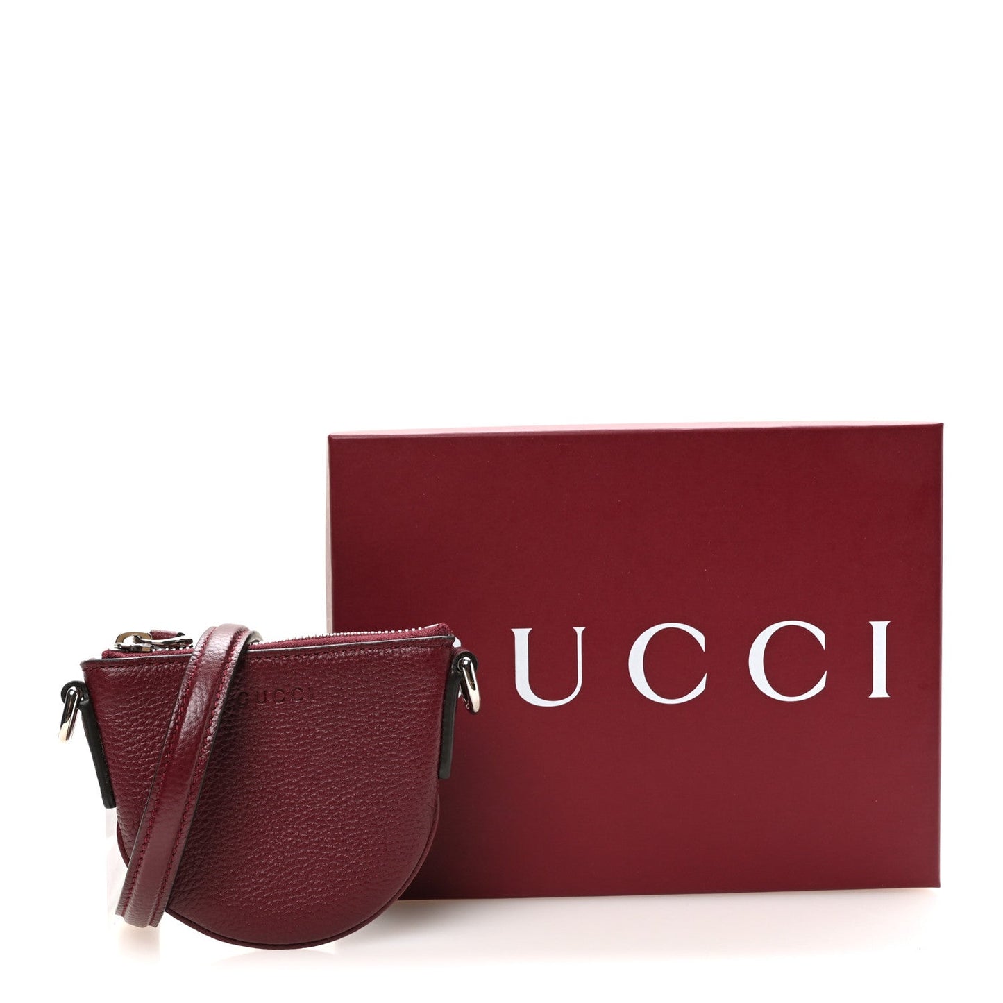 Pebbled Calfskin Mini B Shoulder Bag Rosso Ancora