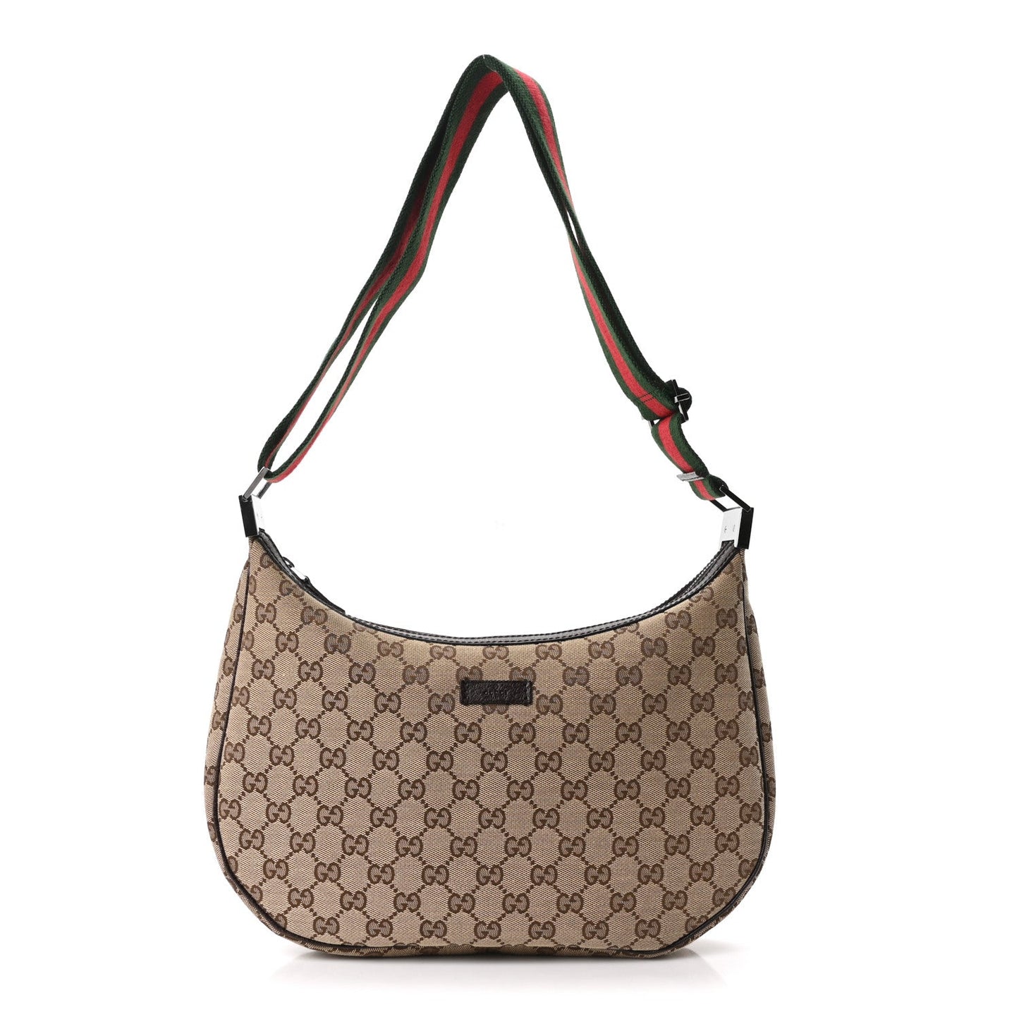 Monogram Web Medium Half Moon Hobo Dark Brown