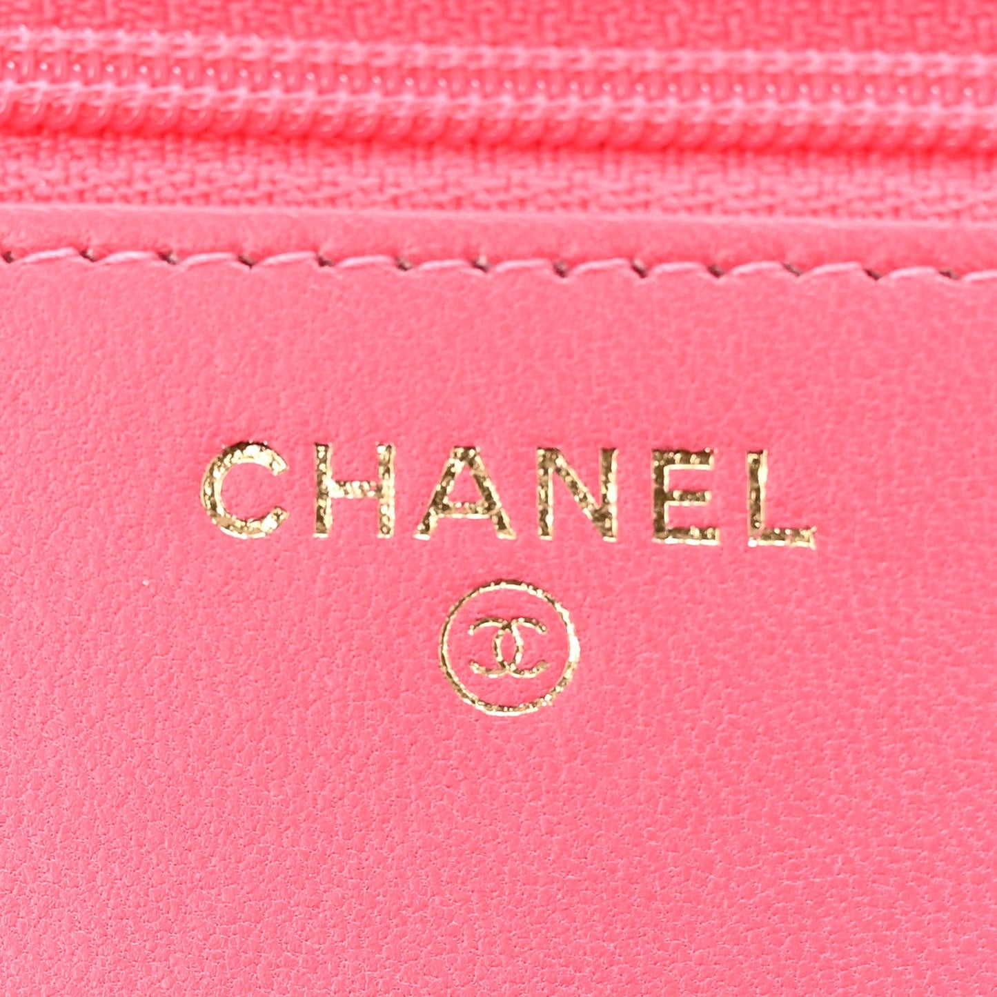 Lambskin Quilted Trendy CC Wallet On Chain WOC Pink
