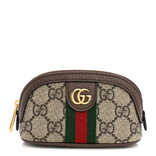 GG Supreme Monogram Web Ophidia Dome Key Pouch Beige New Acero