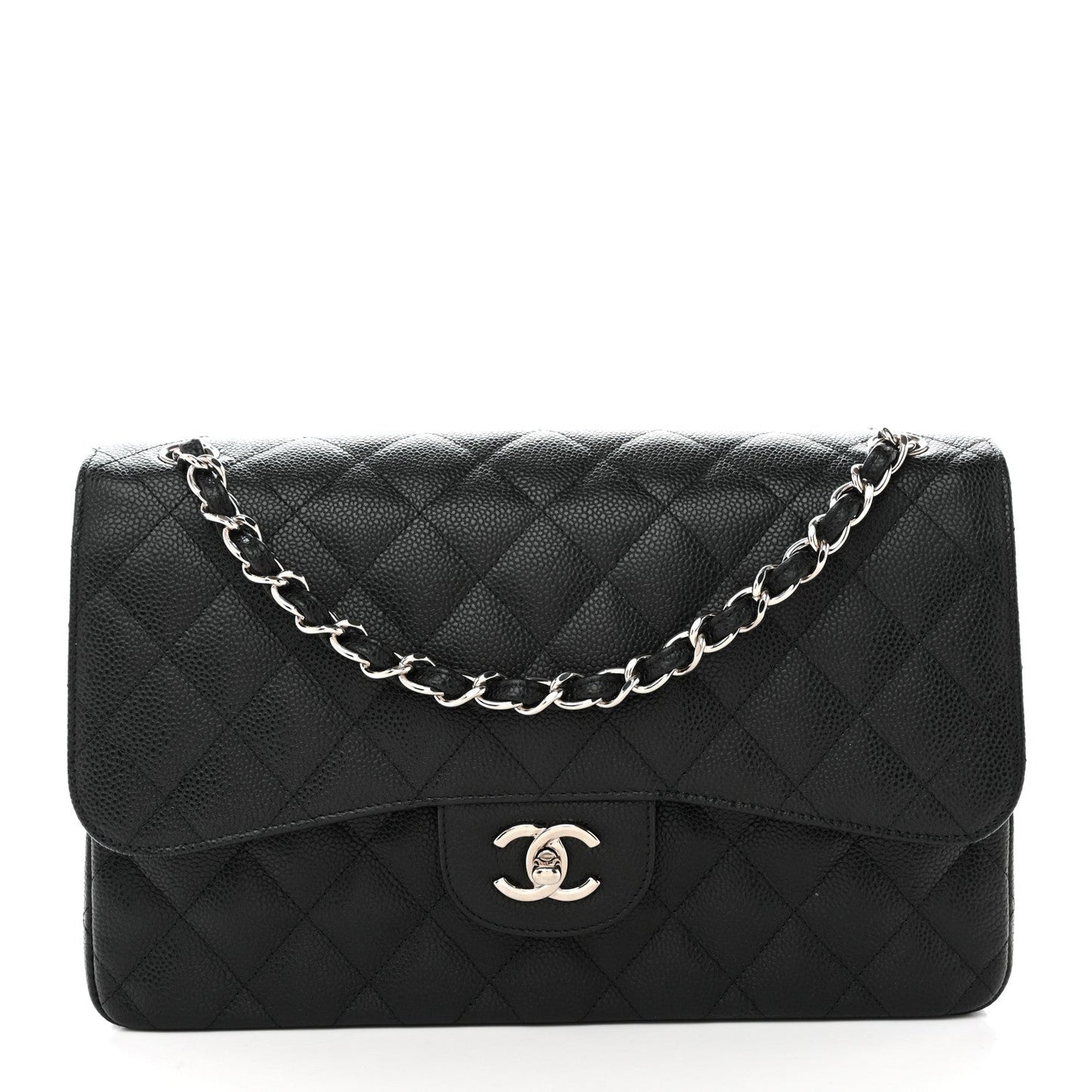 Caviar Quilted Jumbo Double Flap Black