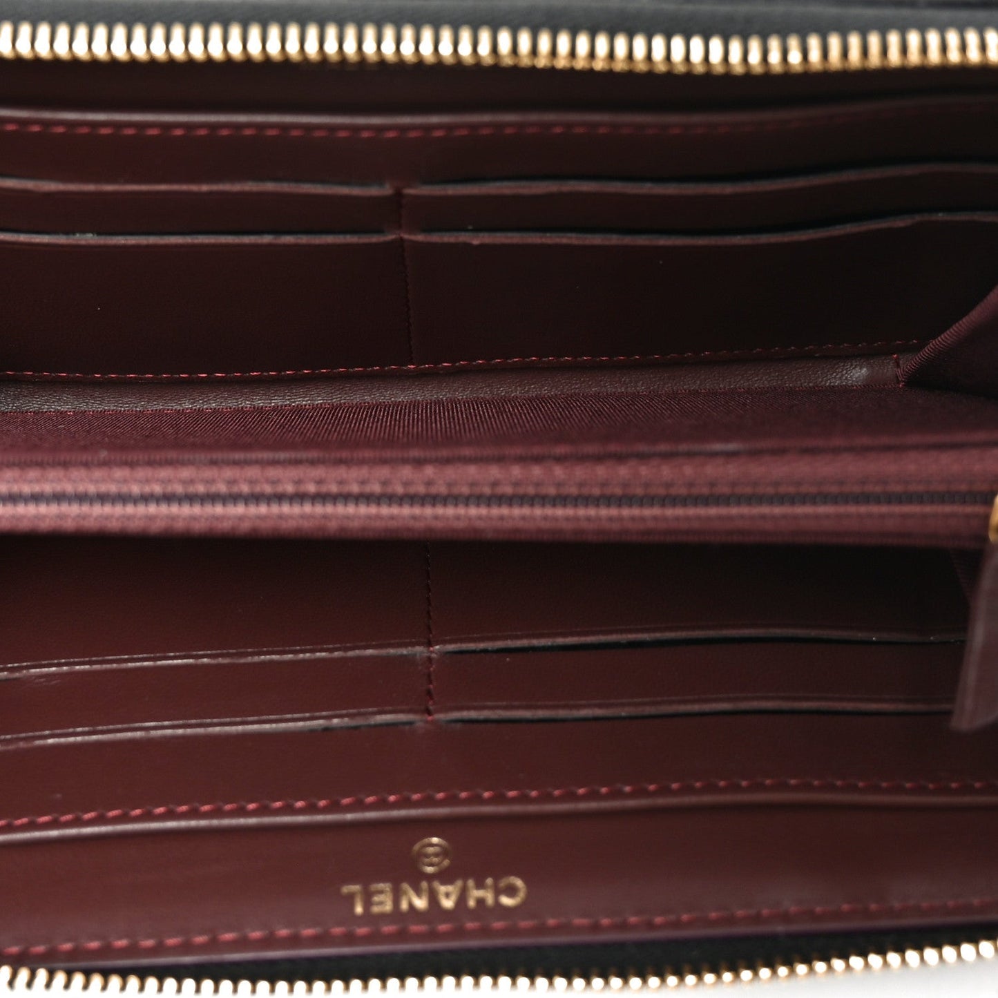 Lambskin Quilted Large Gusset Zip Around Wallet Black