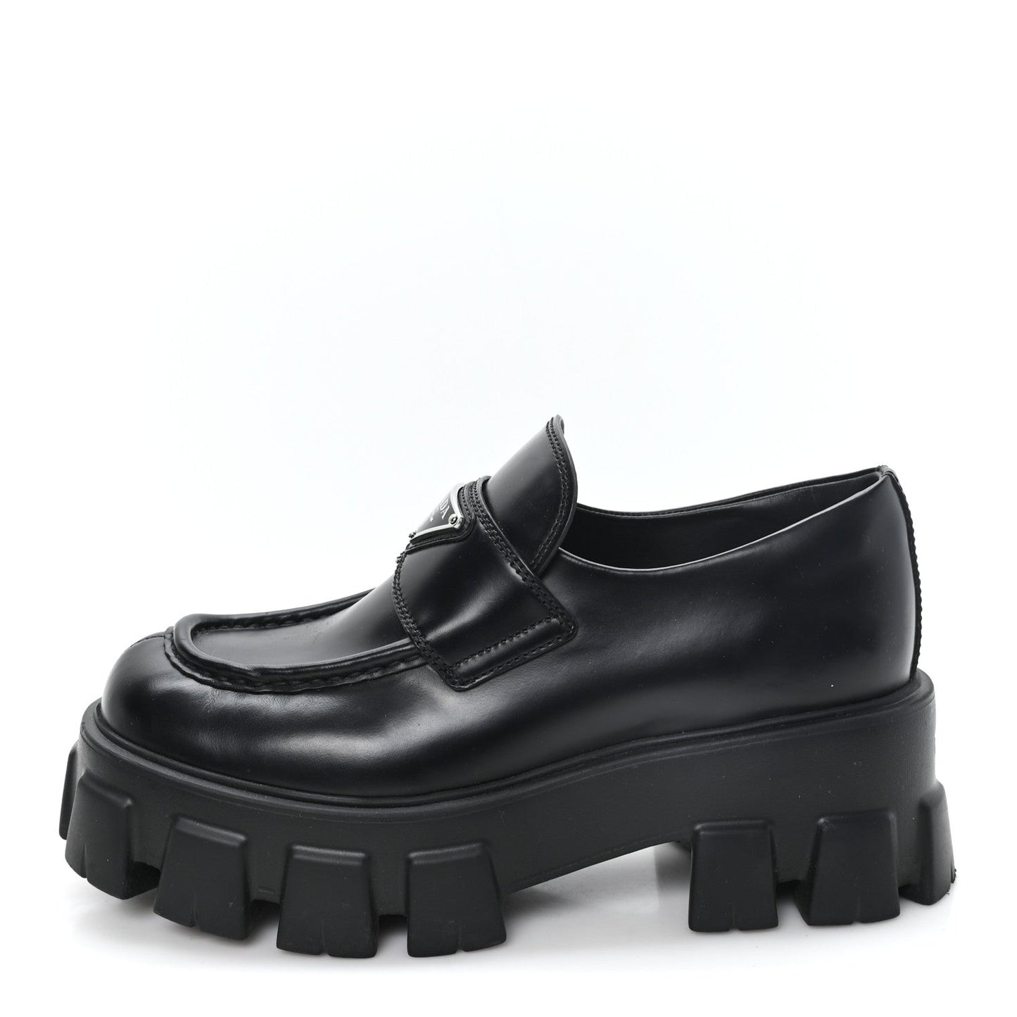 Spazzolato Rois Metal Triangle Logo Monolith 55mm Loafers 36.5 Black