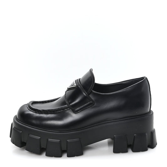 Spazzolato Rois Metal Triangle Logo Monolith 55mm Loafers 36.5 Black