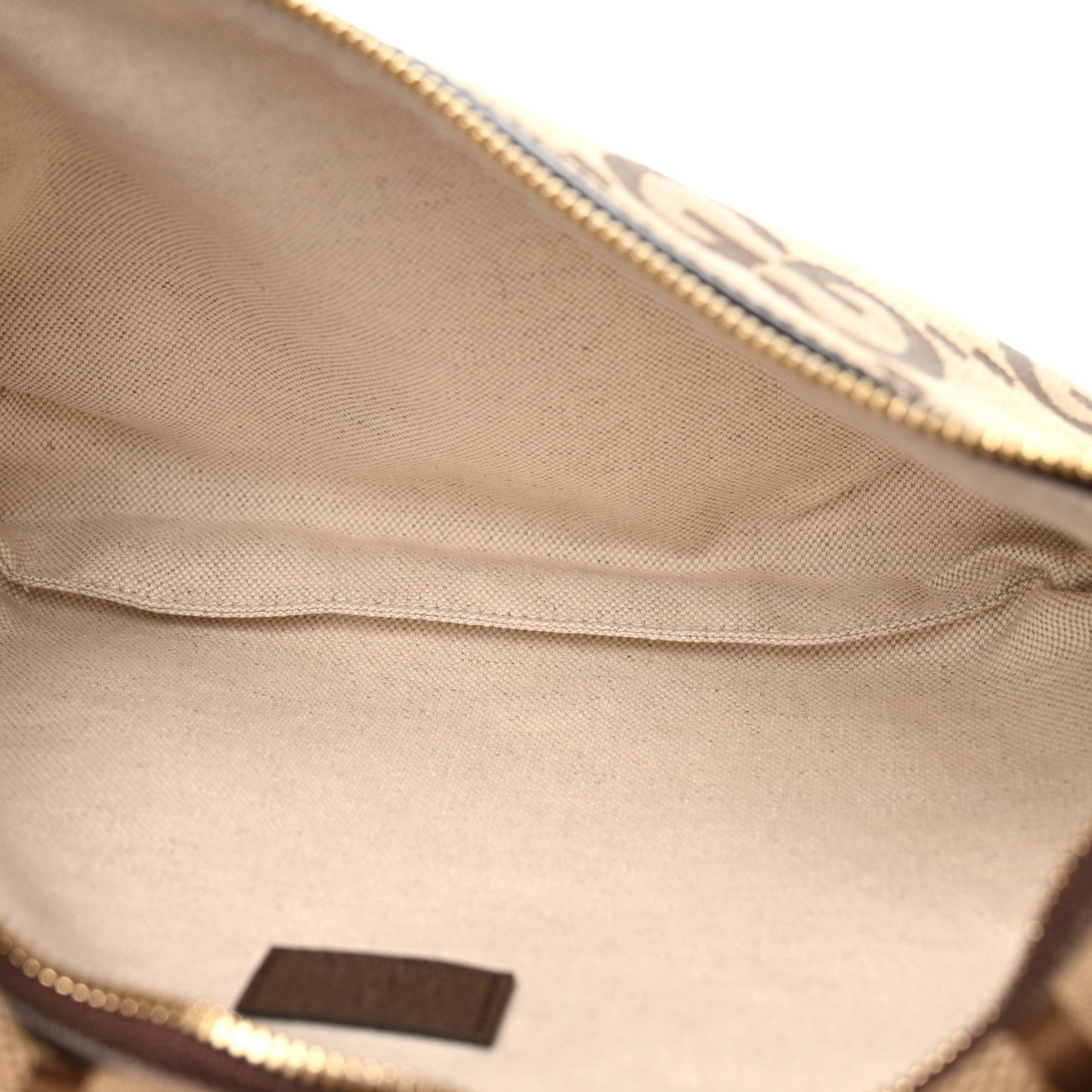 Monogram Jumbo GG Textured Dollar Calfskin Web Belt Bag Camel Ebony New Acero