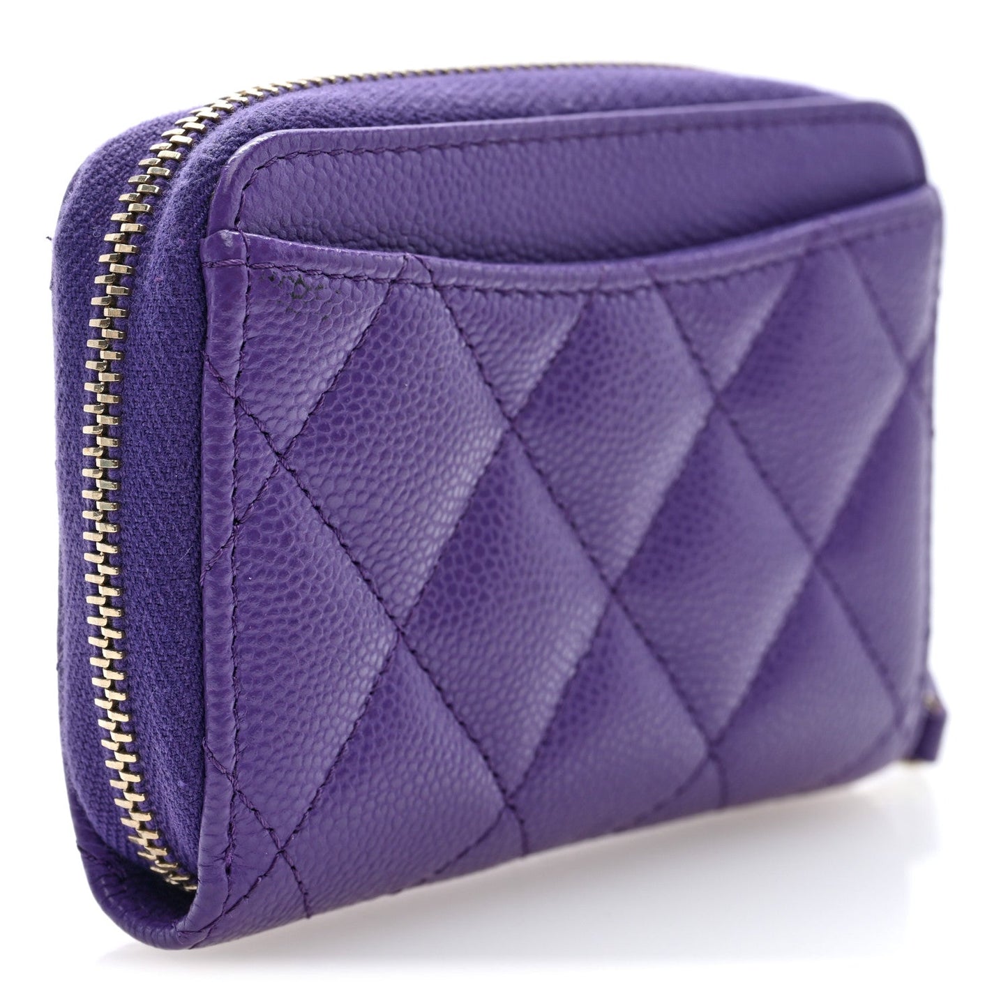 Caviar Quilted Zip Coin Purse Purple