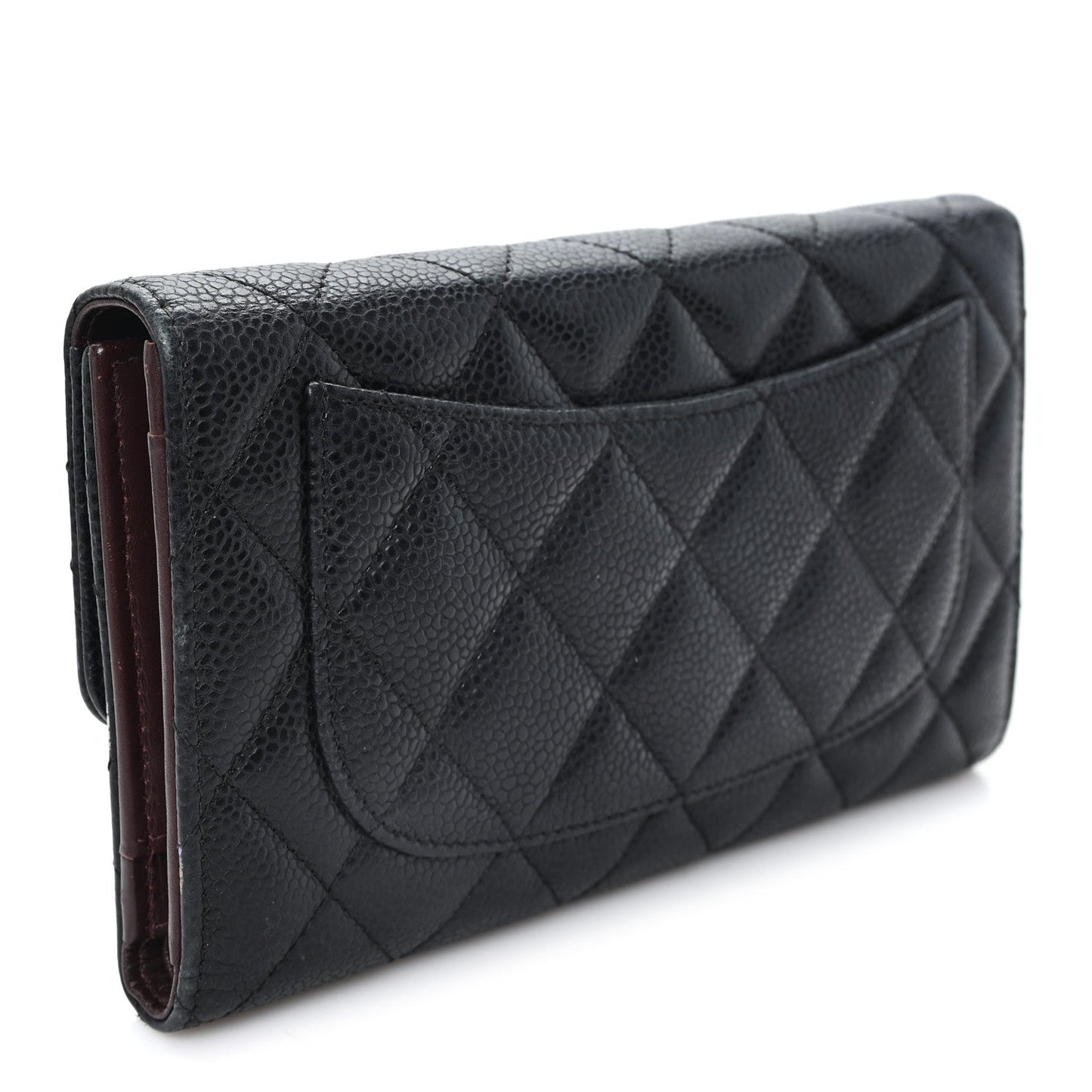 Caviar Quilted Large Flap Wallet Black
