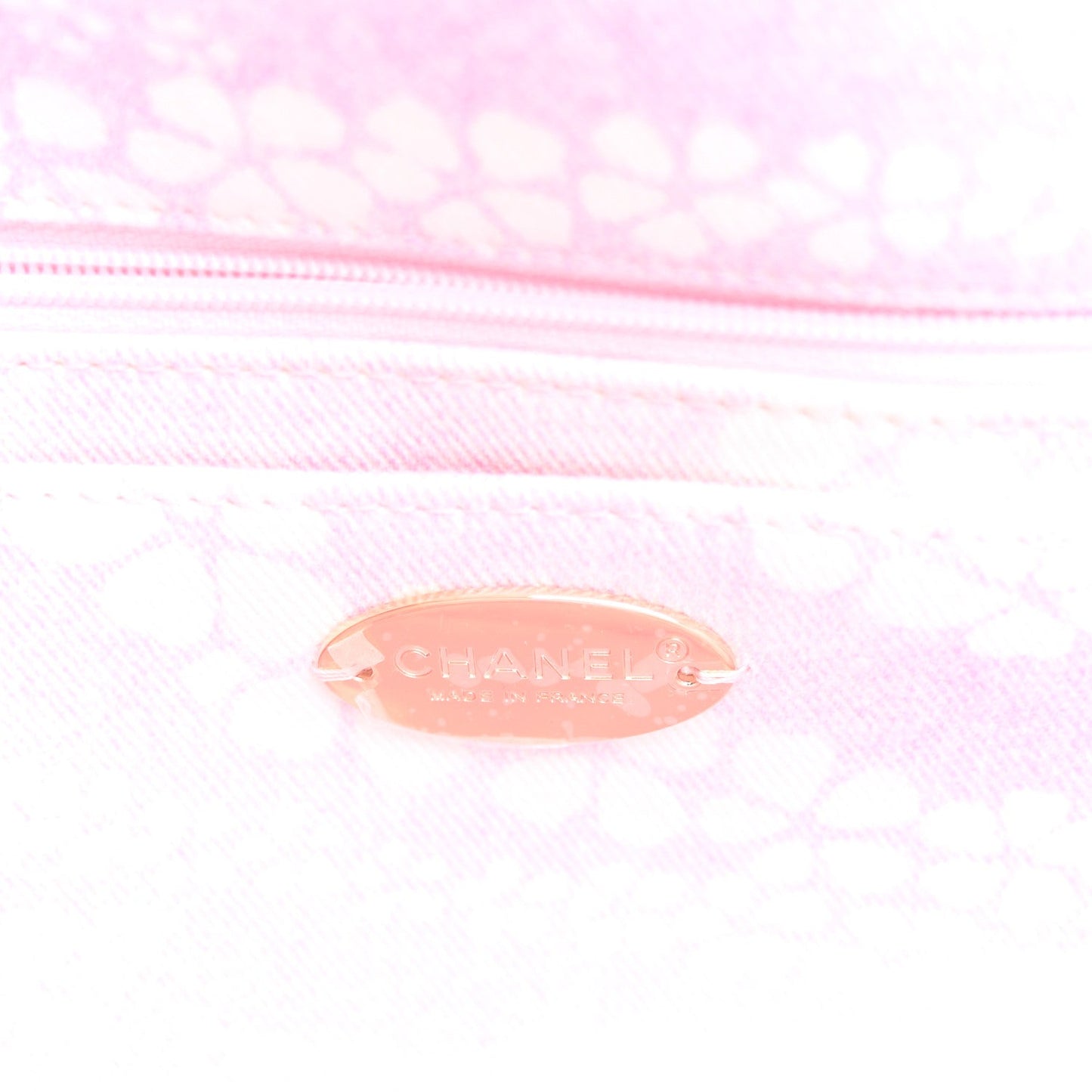 Printed Denim Quilted Maxi Single Flap Bag Pink White