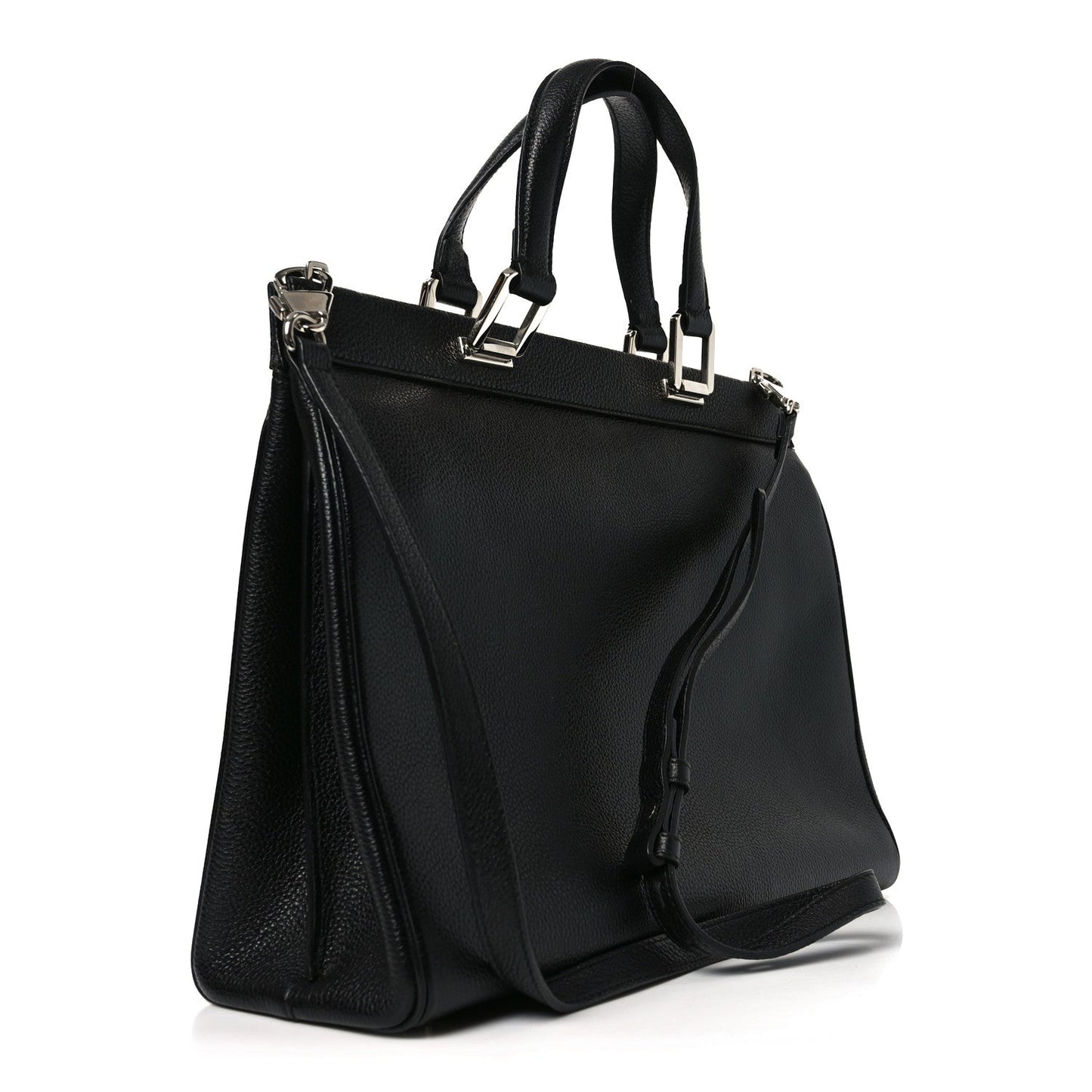 Grainy Calfskin Medium Zumi Top Handle Bag Black