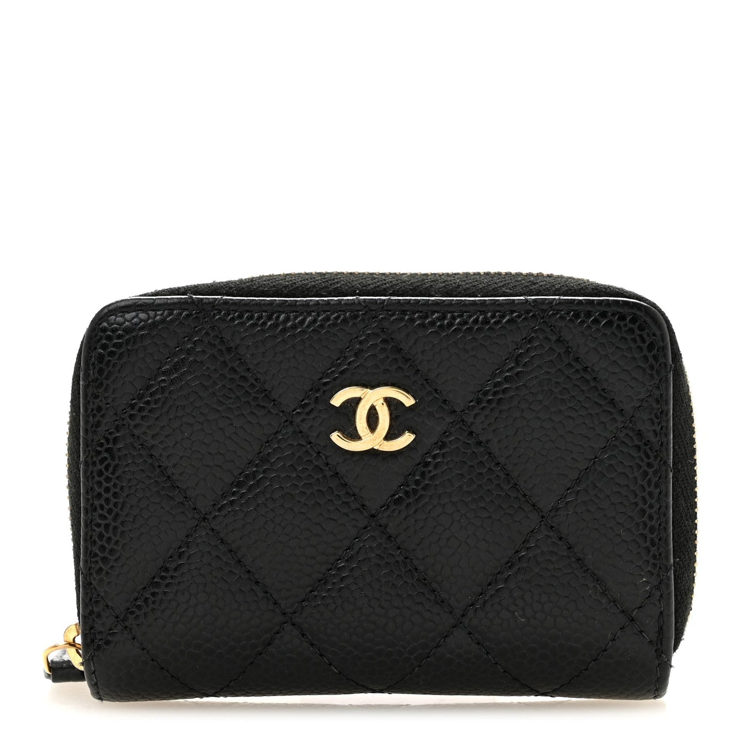 Caviar Quilted Zip Coin Purse Black