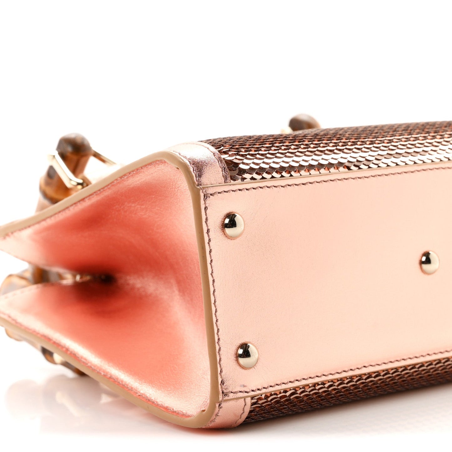 Metallic Calfskin Sequin Mini Diana Tote Bag Bronze