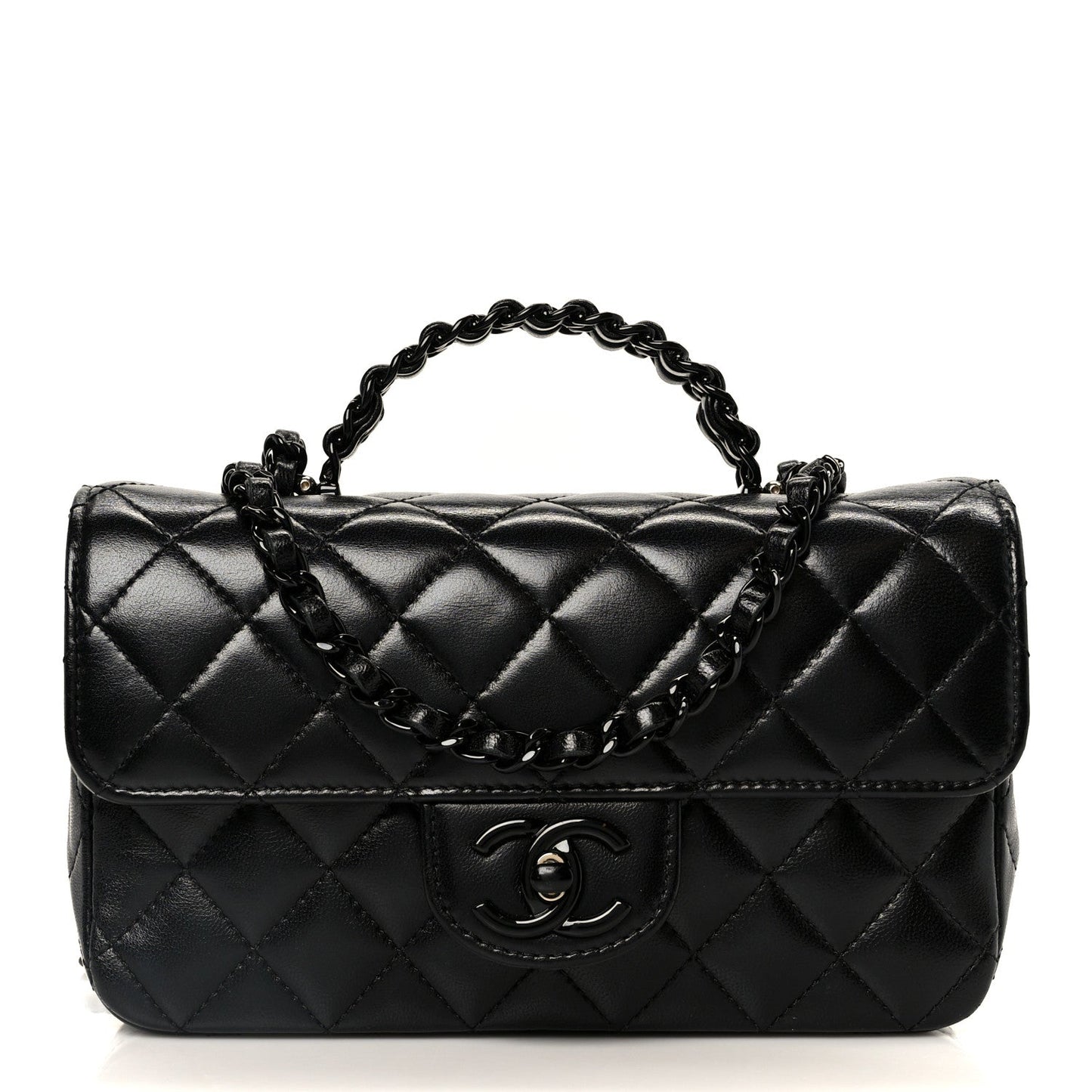 Lambskin Quilted Small Coco Pop Top Handle Flap So Black