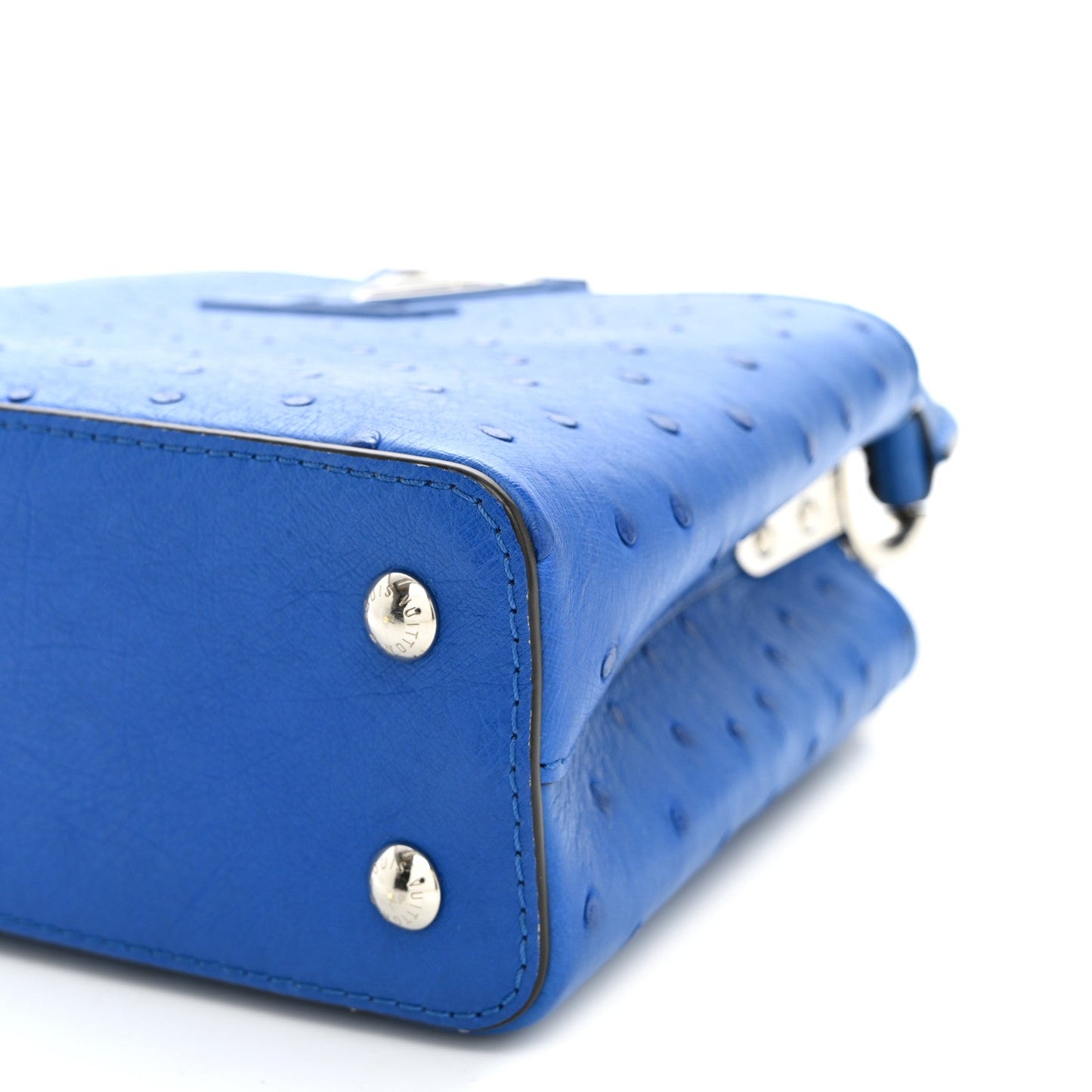 Ostrich Capucines Mini Saphir