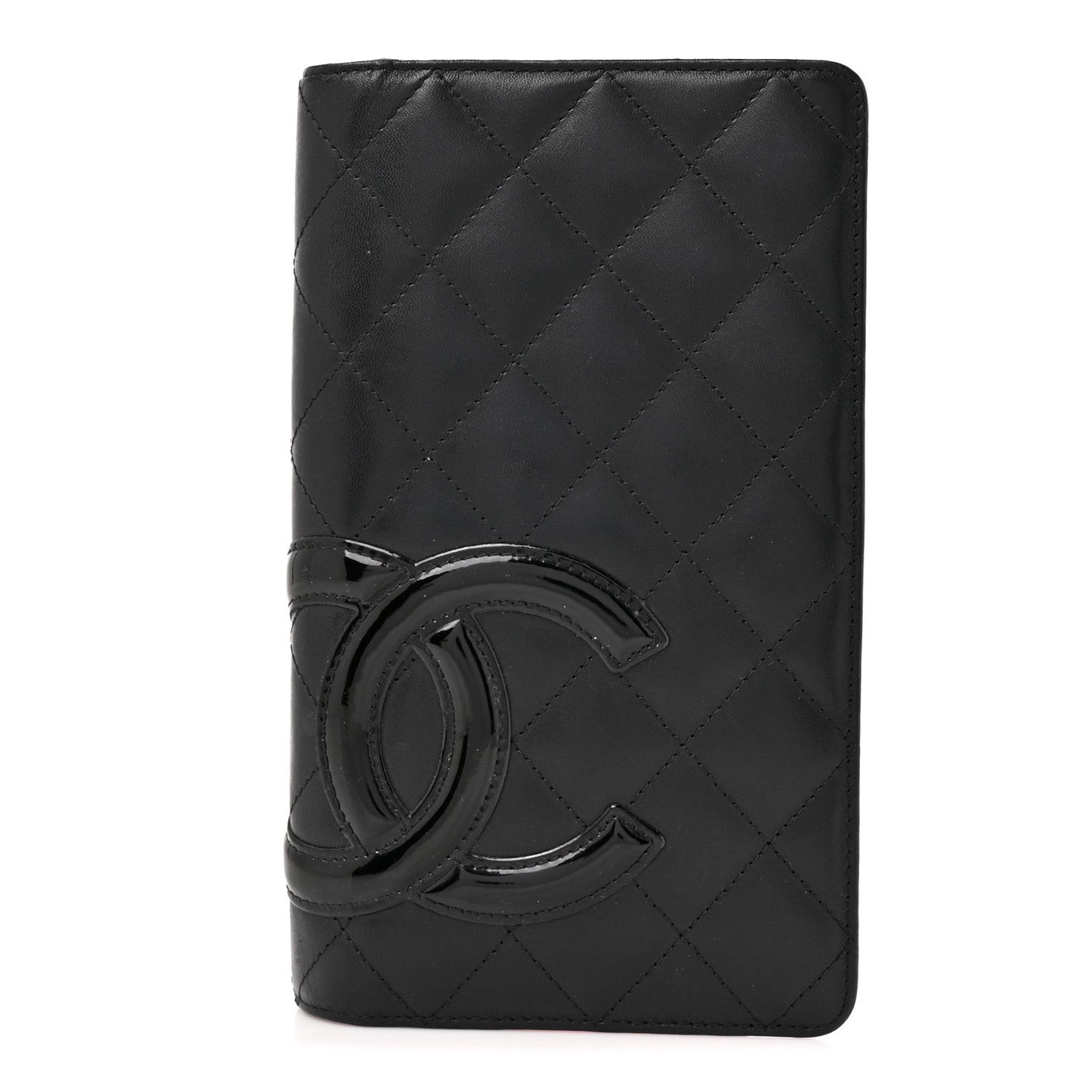Calfskin Quilted Cambon Yen Wallet Black