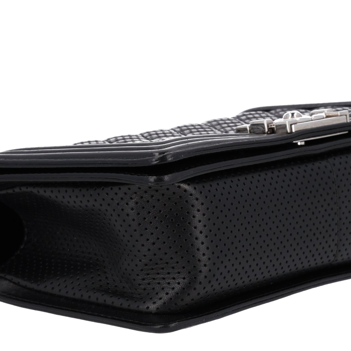 Lambskin Perforated Medium Boy Flap Black