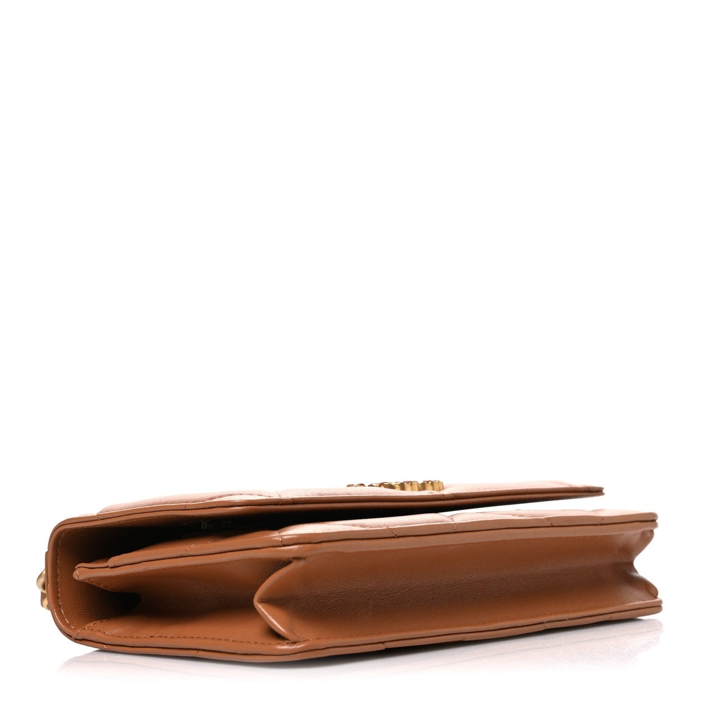 Lambskin Quilted Chanel 19 Wallet On Chain WOC Brown
