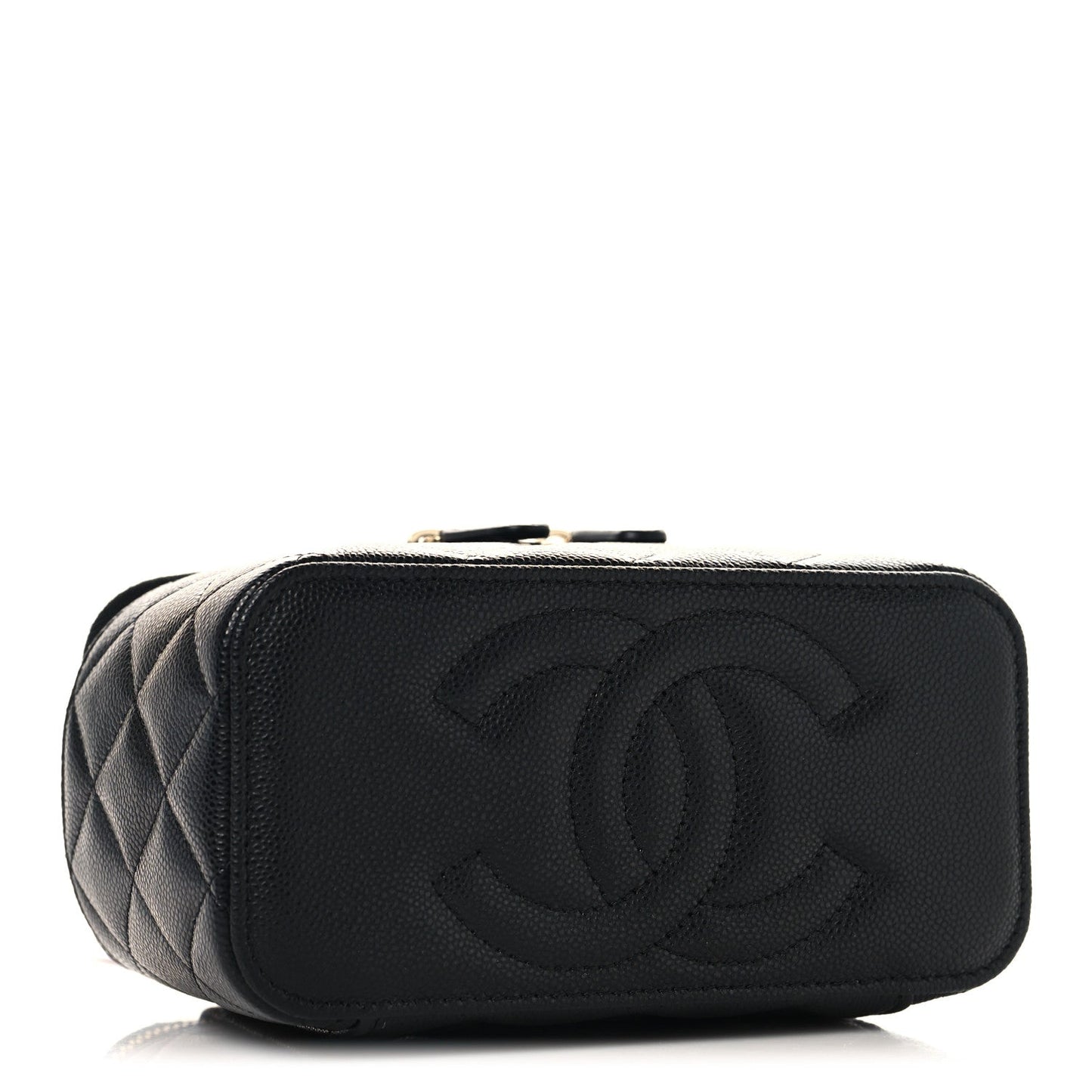 Caviar Quilted Small Vanity Case With Chain Black