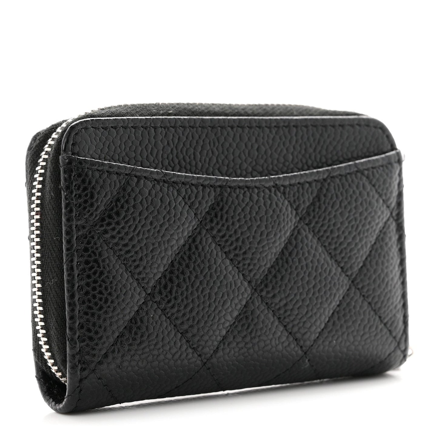 Caviar Quilted Zip Coin Purse Black