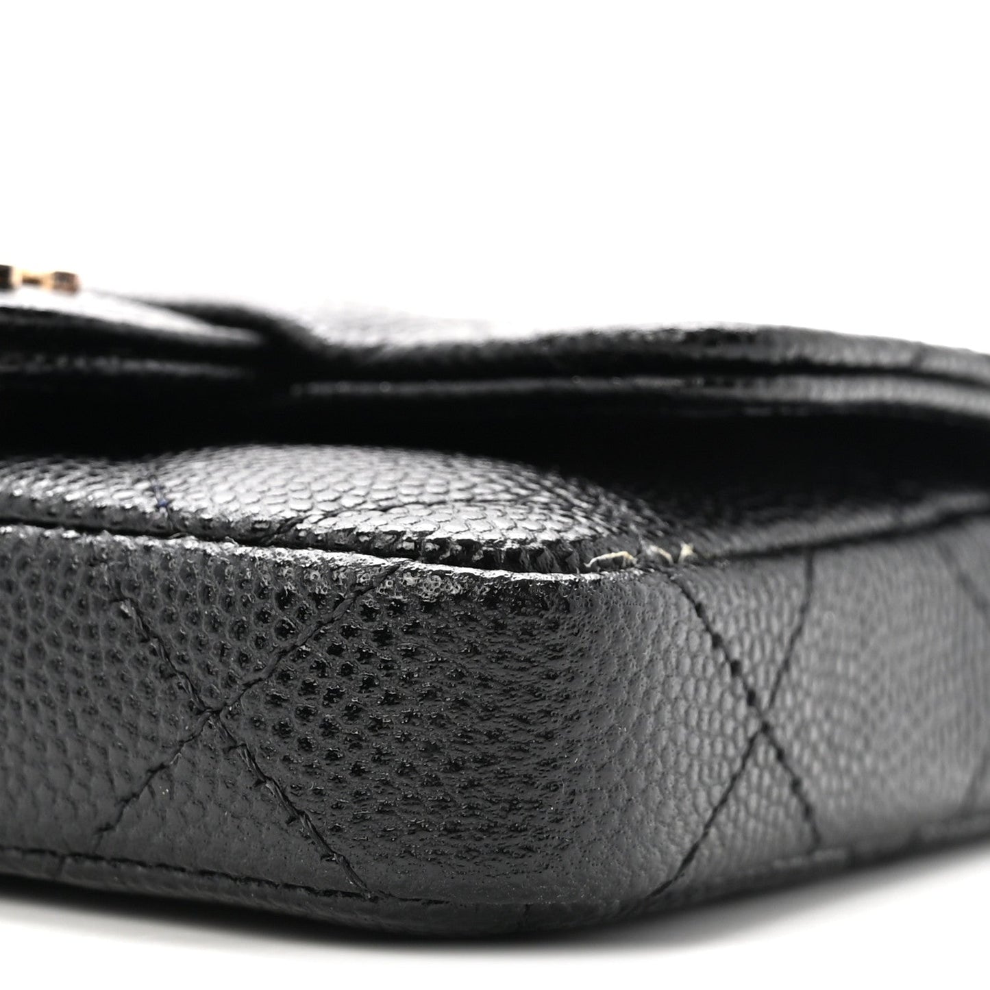 Caviar Quilted Mini Chain Belt Bag Black