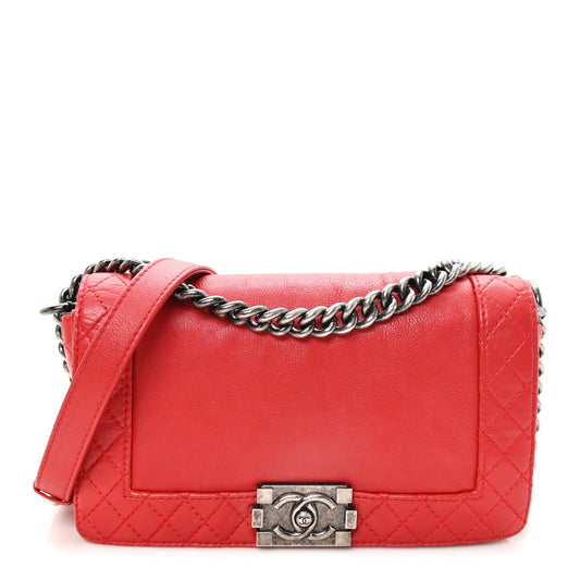 Calfskin Medium Boy Reverso Flap Red