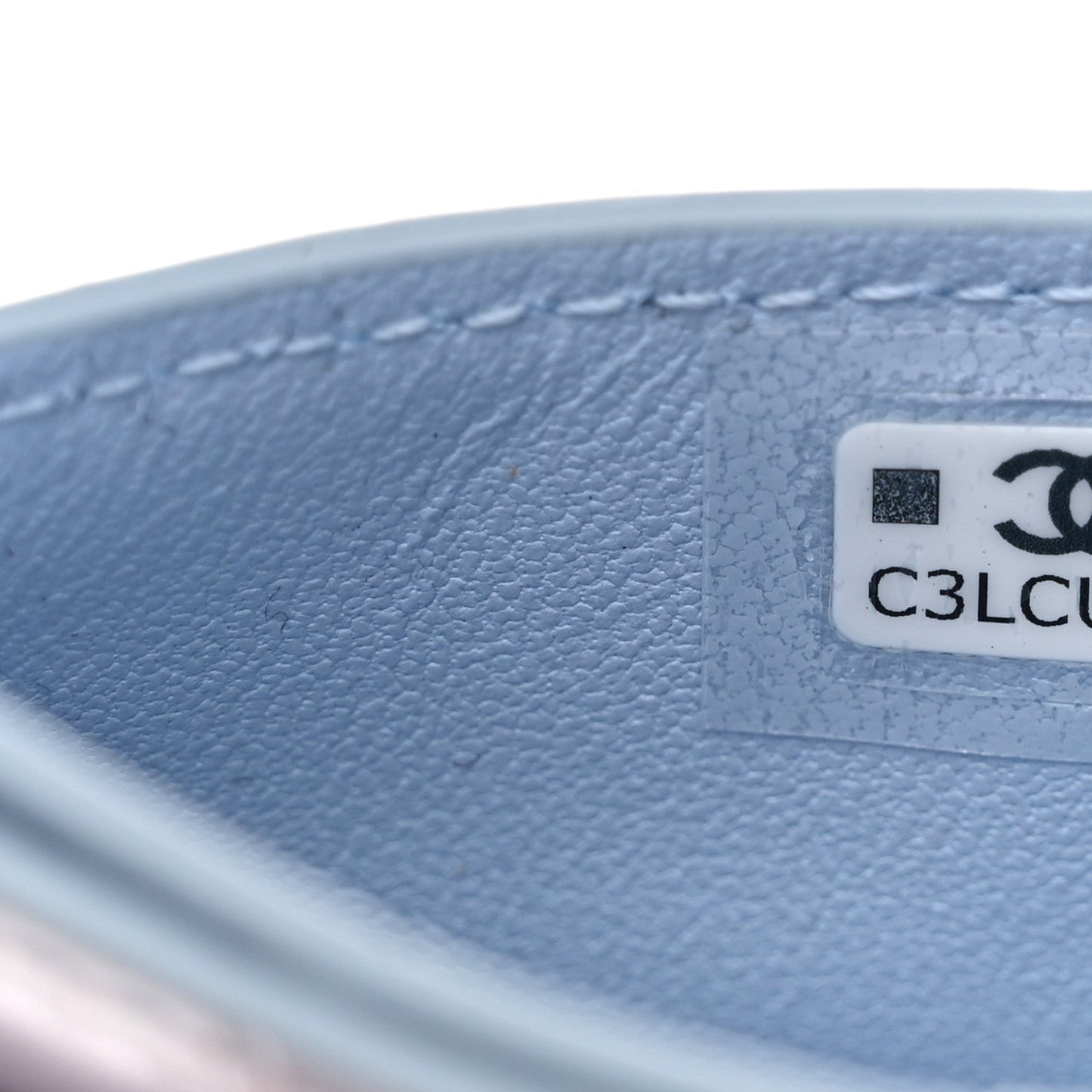 Calfskin Crocodile Embossed Crococo Card Holder Light Blue