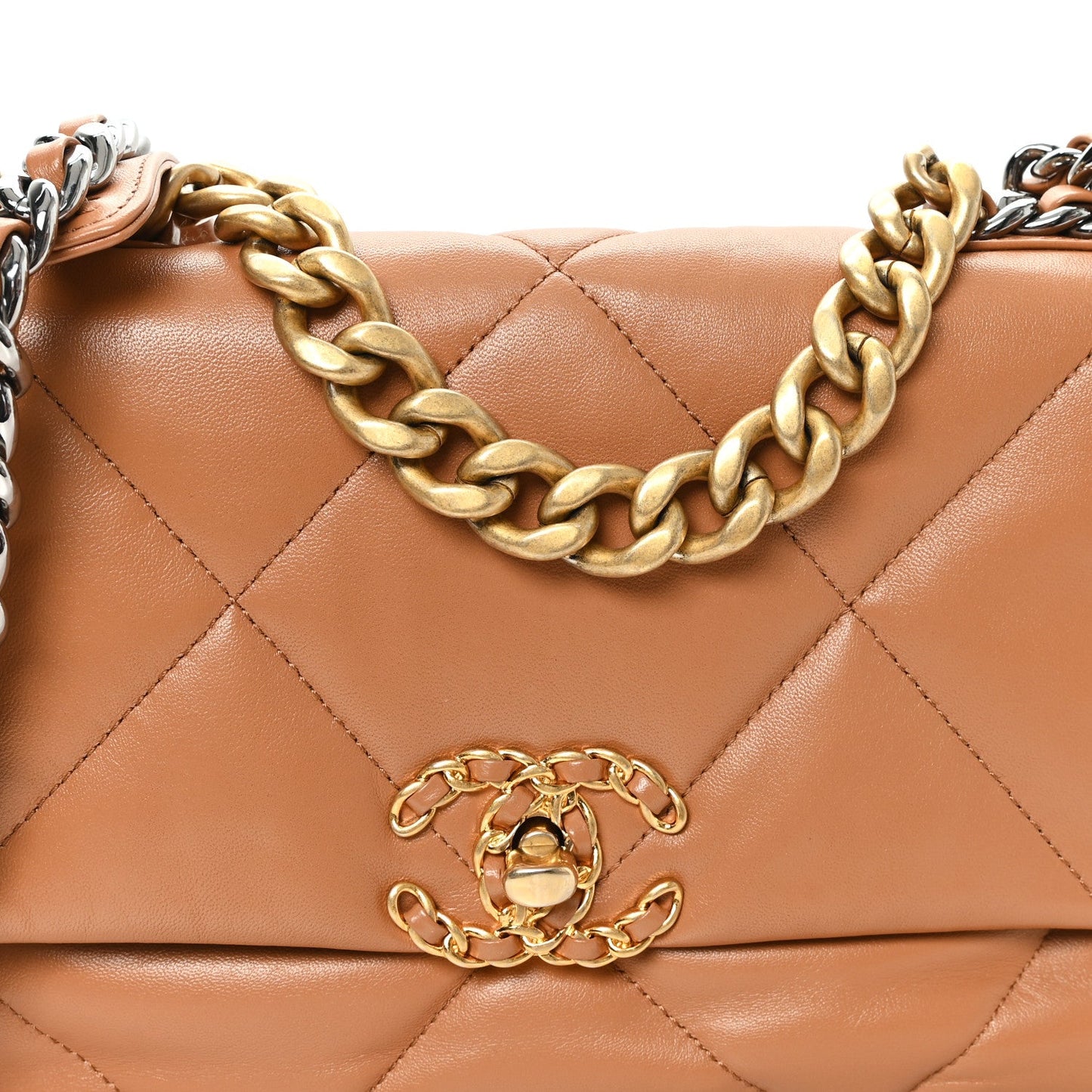 Lambskin Quilted Medium Chanel 19 Flap Brown