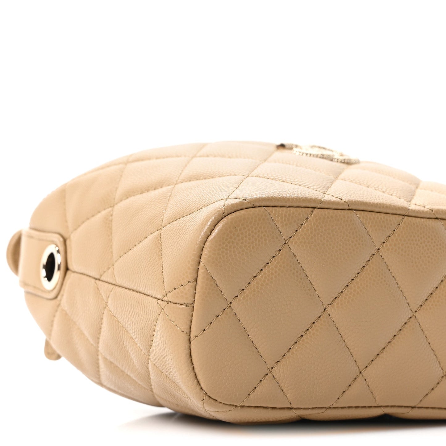 Caviar Quilted Hobo Clutch With Chain Dark Beige