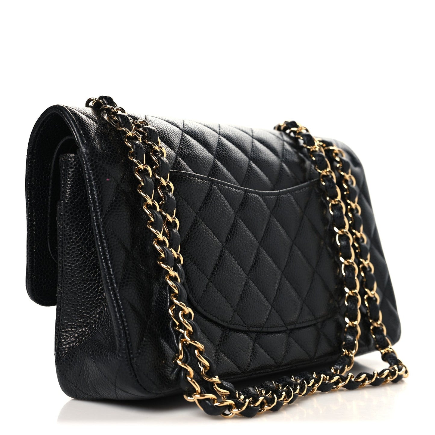 Caviar Quilted Medium Double Flap Black