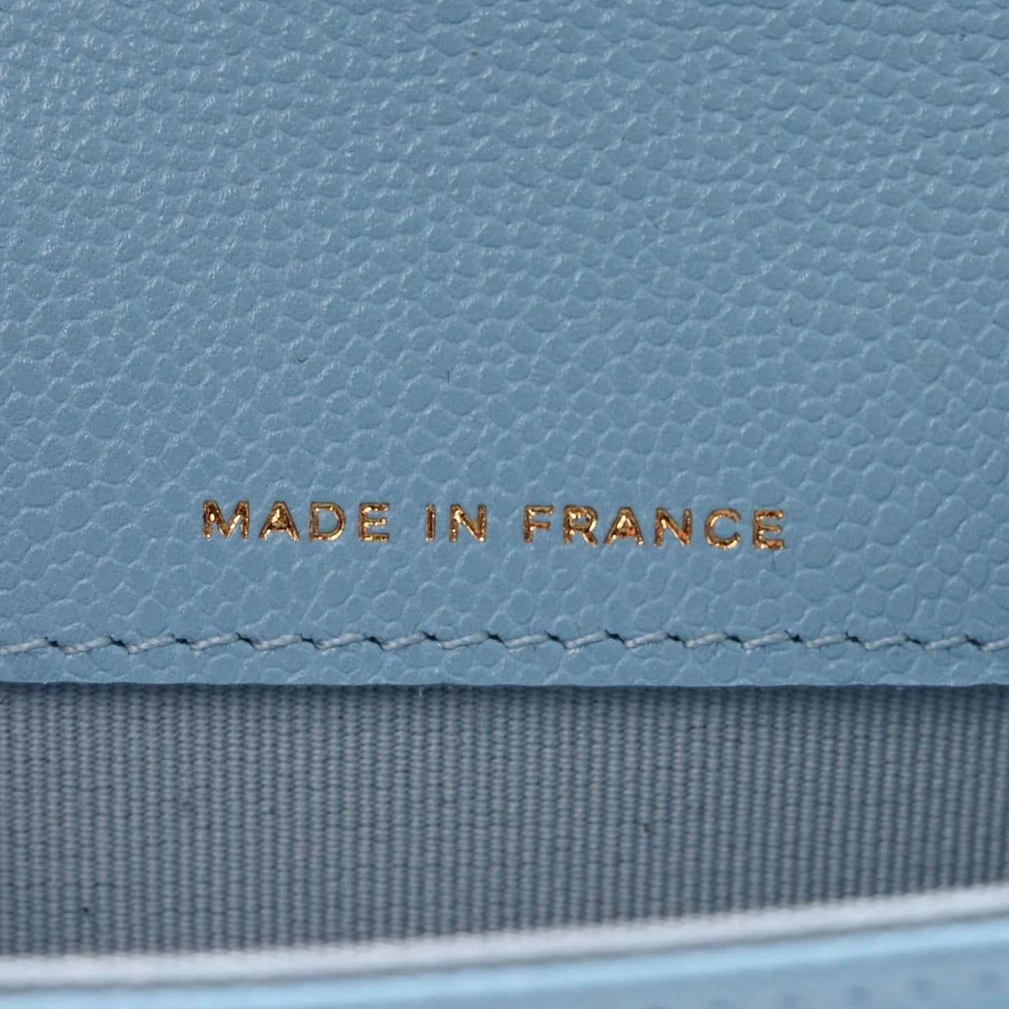 Caviar Quilted Flap Card Holder Wallet Light Blue