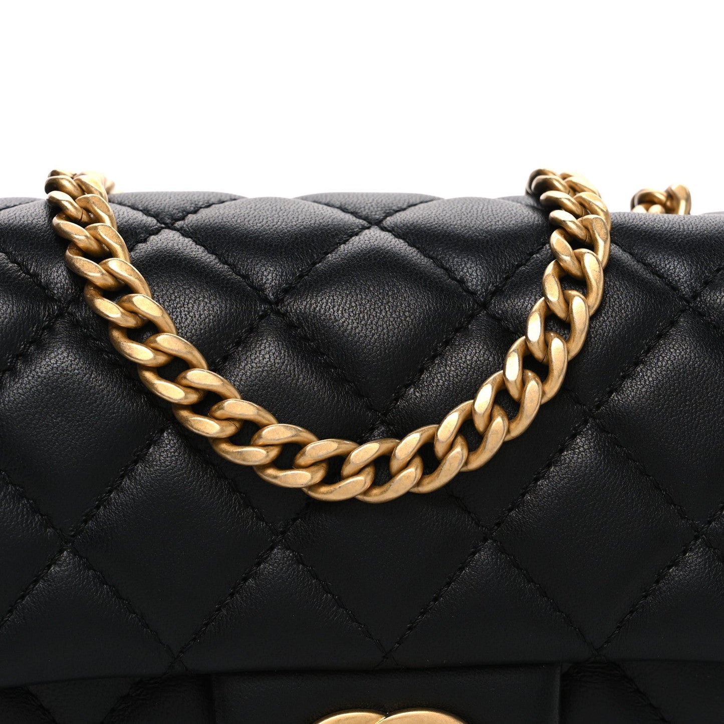Lambskin Quilted Mini Rectangular Sweet Camellia Flap  Black