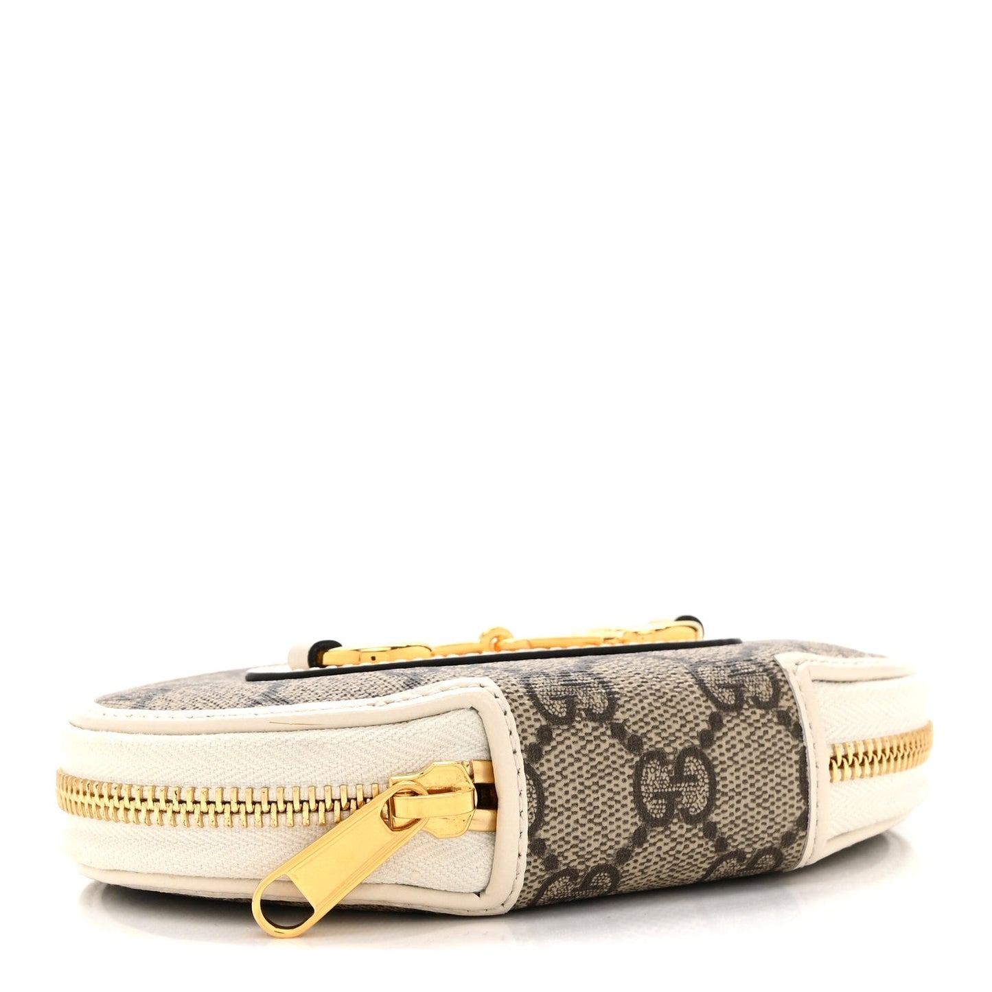 GG Supreme Monogram Azalea Calfskin Horsebit 1955 Coin Case Beige Mystic White