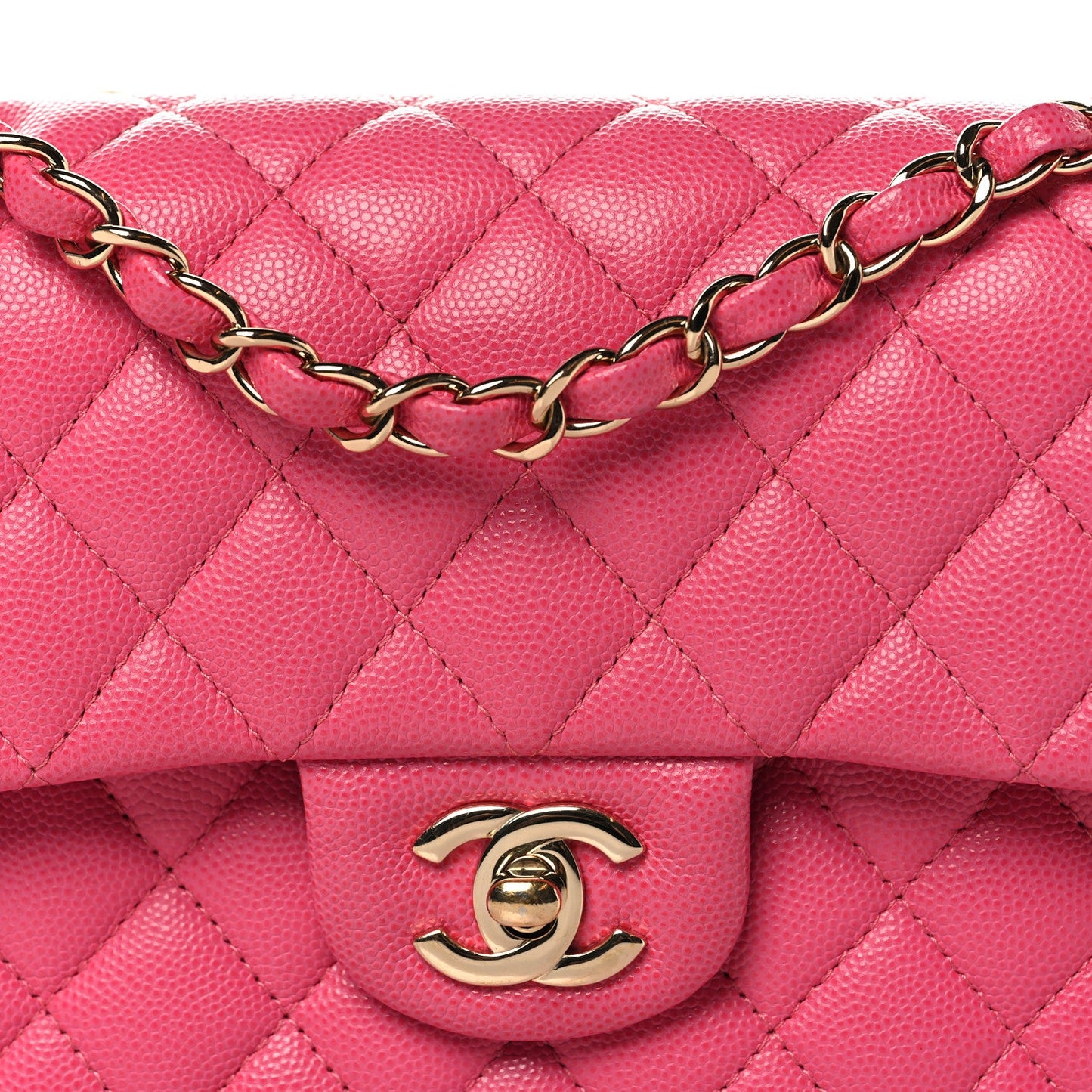 Caviar Quilted Small Double Flap Pink
