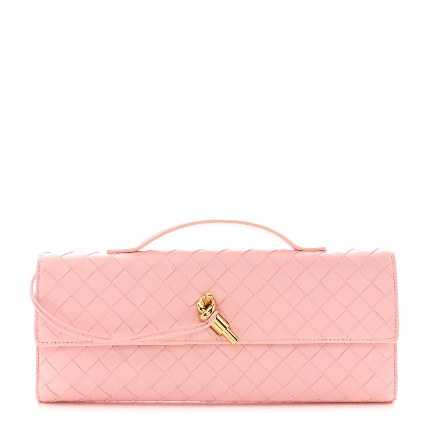 Nappa Intrecciato Long Andiamo Top Handle Clutch Rose