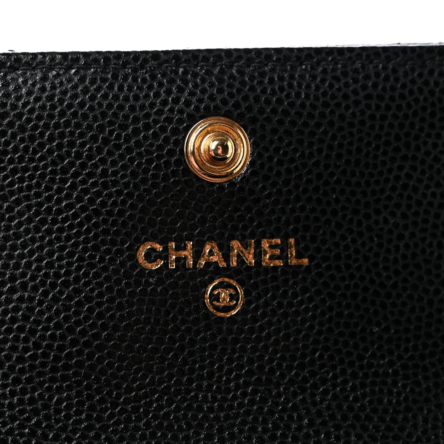 Caviar Quilted Chain CC Quilted Compact Flap Card Holder Black