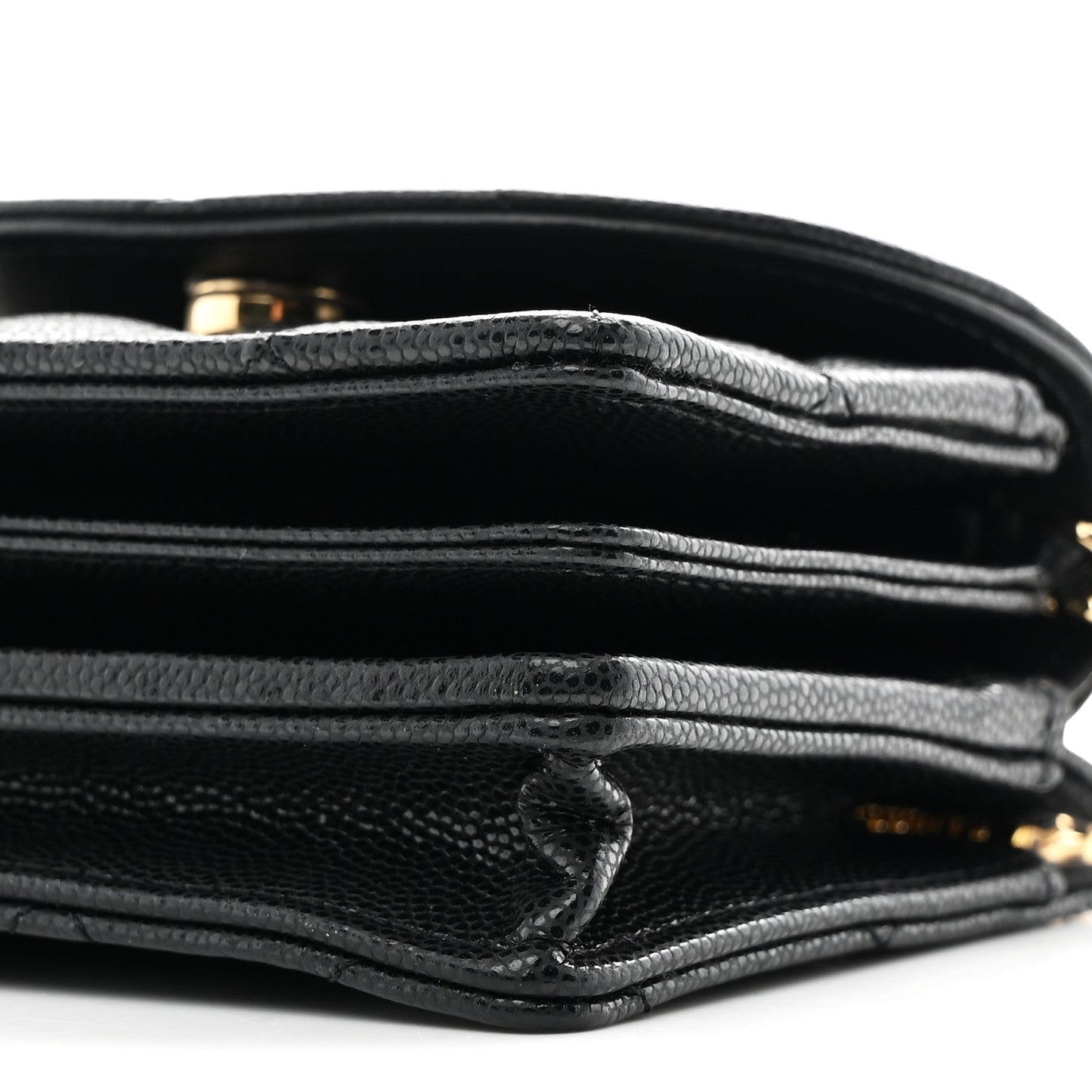 Caviar Quilted CC Stars Card Holder On Chain Black