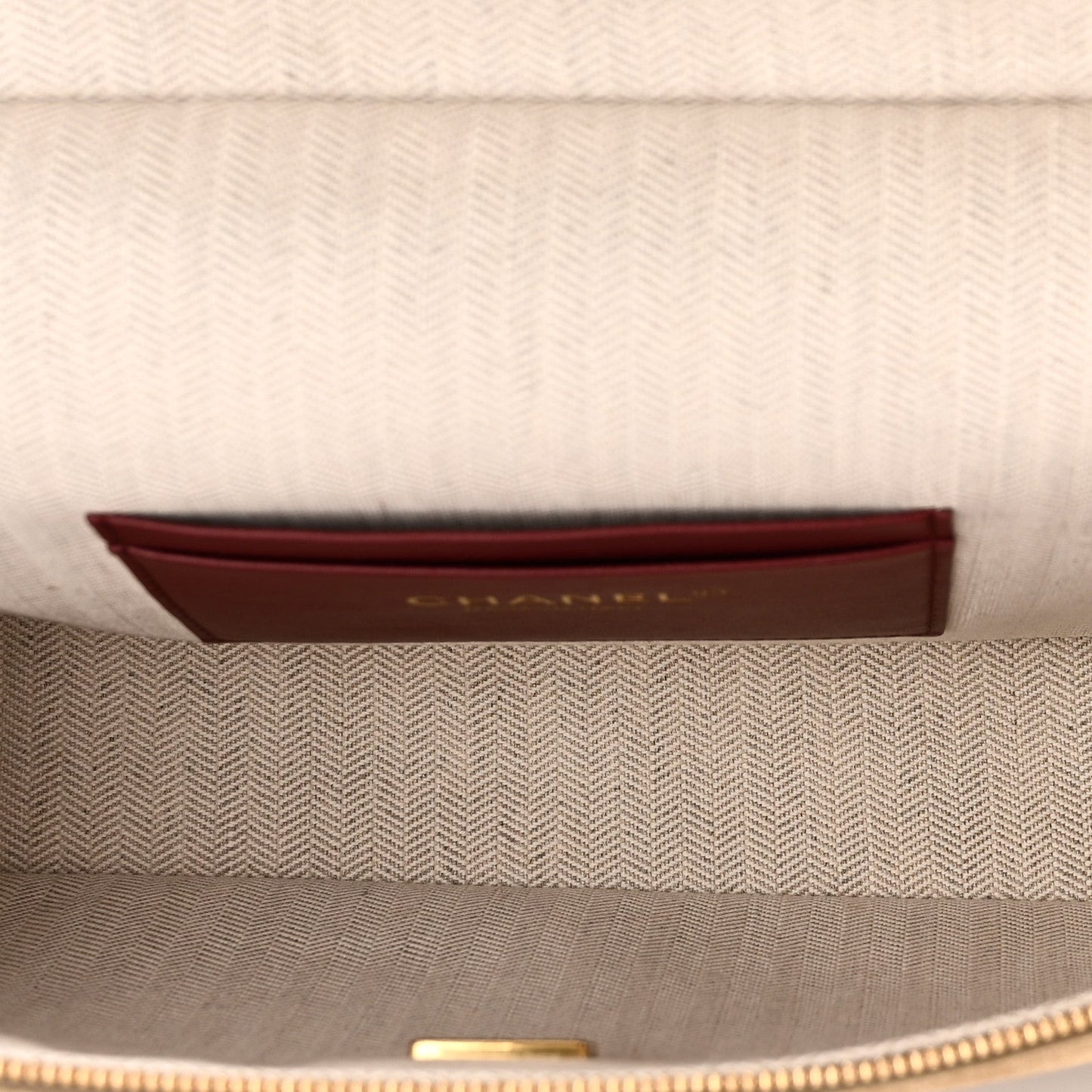 Suede Calfskin Large Supple Trapeze Vanity With Chain Beige
