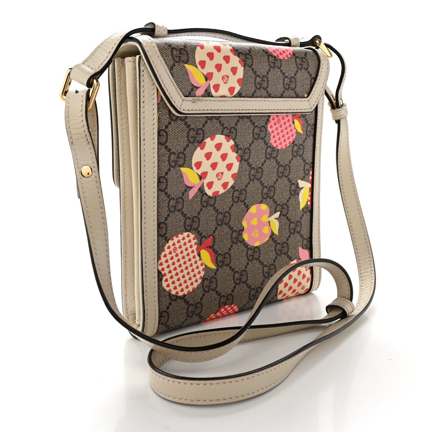 GG Supreme Monogram Les Pommes Retro Interlocking G Les Pommes Messenger Bag Beige Multicolor Mystic White