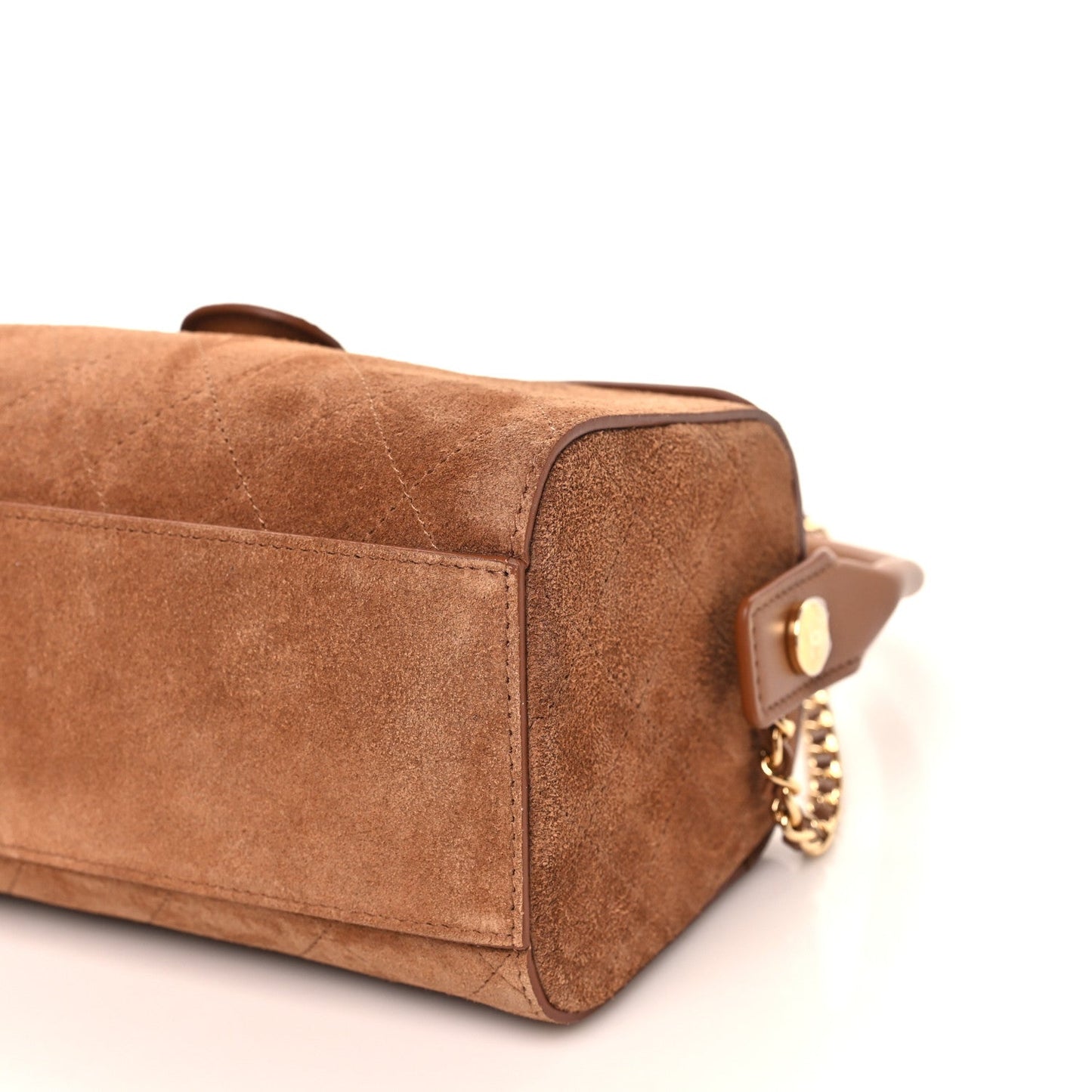 Calfskin Crocodile Embossed Turn Around Clutch With Chain Dark Khaki Camel