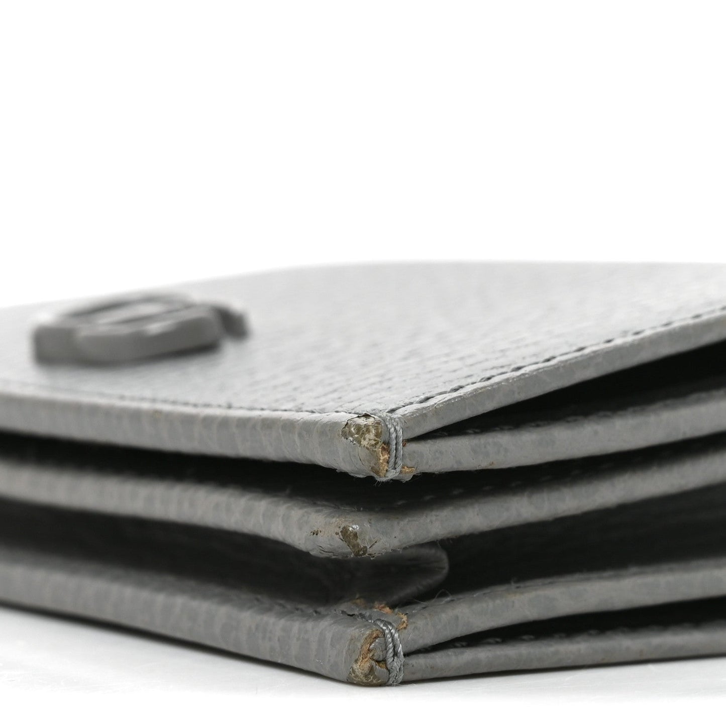 Dollar Calfskin Enamel Monochrome Medium GG Marmont Wallet Deep Grey