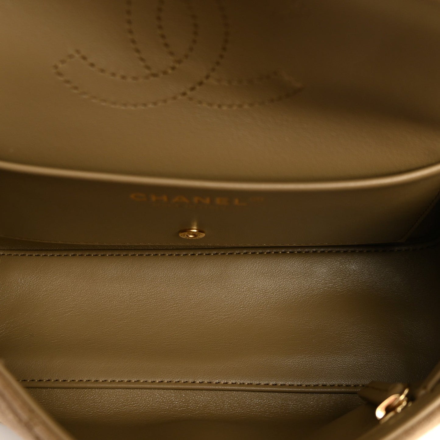 Suede Calfskin Mini Souplissimo Flap Dark Beige
